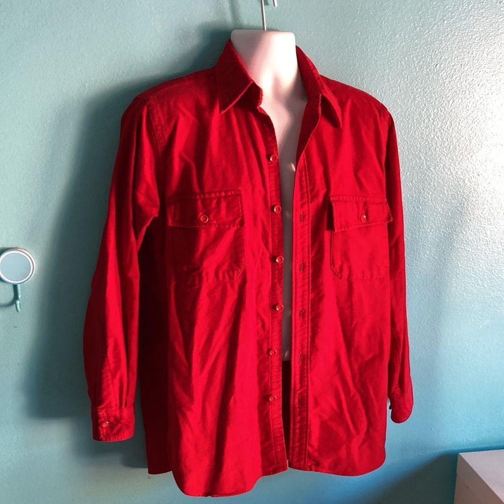 L.L. Bean L. L. Bean Mens Red Cotton Shirt 15.5 M / L Size US M / EU 48-50 / 2 - 1 Thumbnail