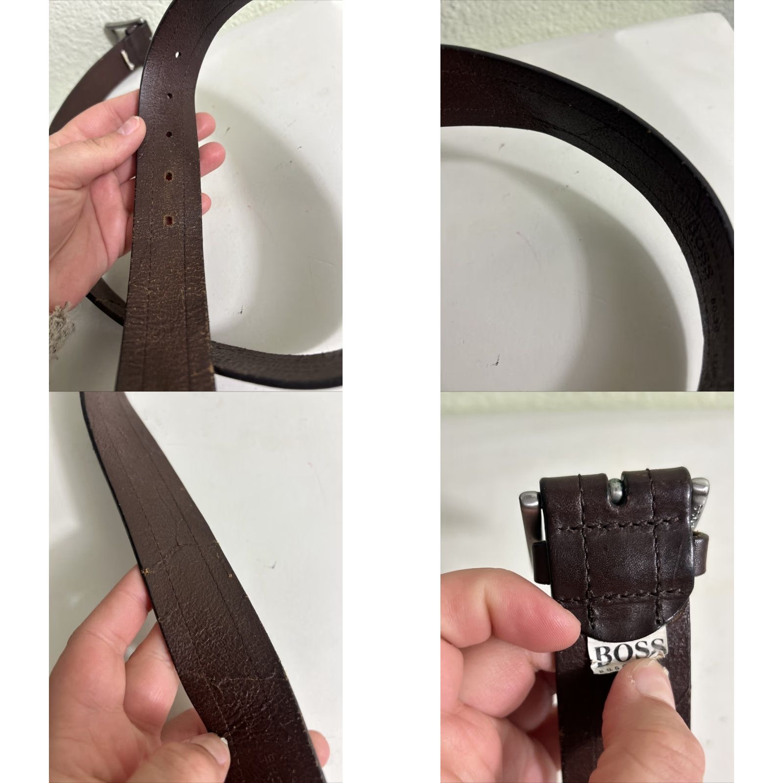 Hugo Boss HUGO BOSS Belt Leather Cow Skin Brown 30 Men Leather Belt Brown Hugo Boss Mens 30 Size 30 - 8 Thumbnail