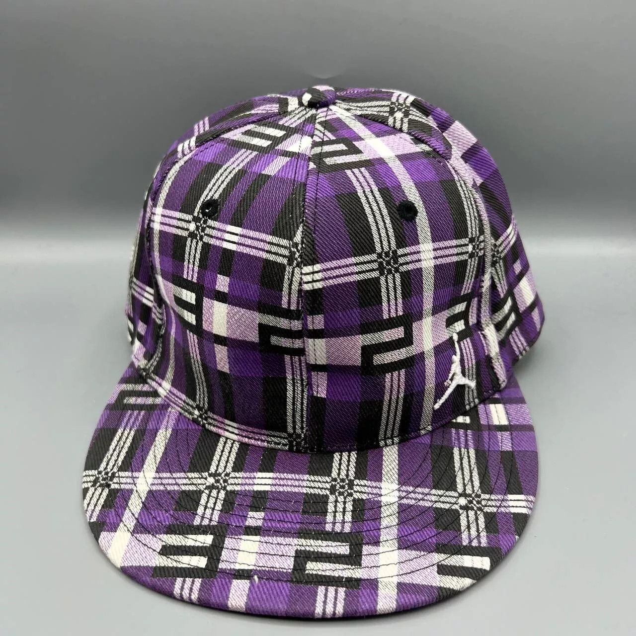 Jordan Brand Air Jordan Hat Men 7 3/8 Purple Plaid Jumpman Fitted Cap Size ONE SIZE - 1 Thumbnail