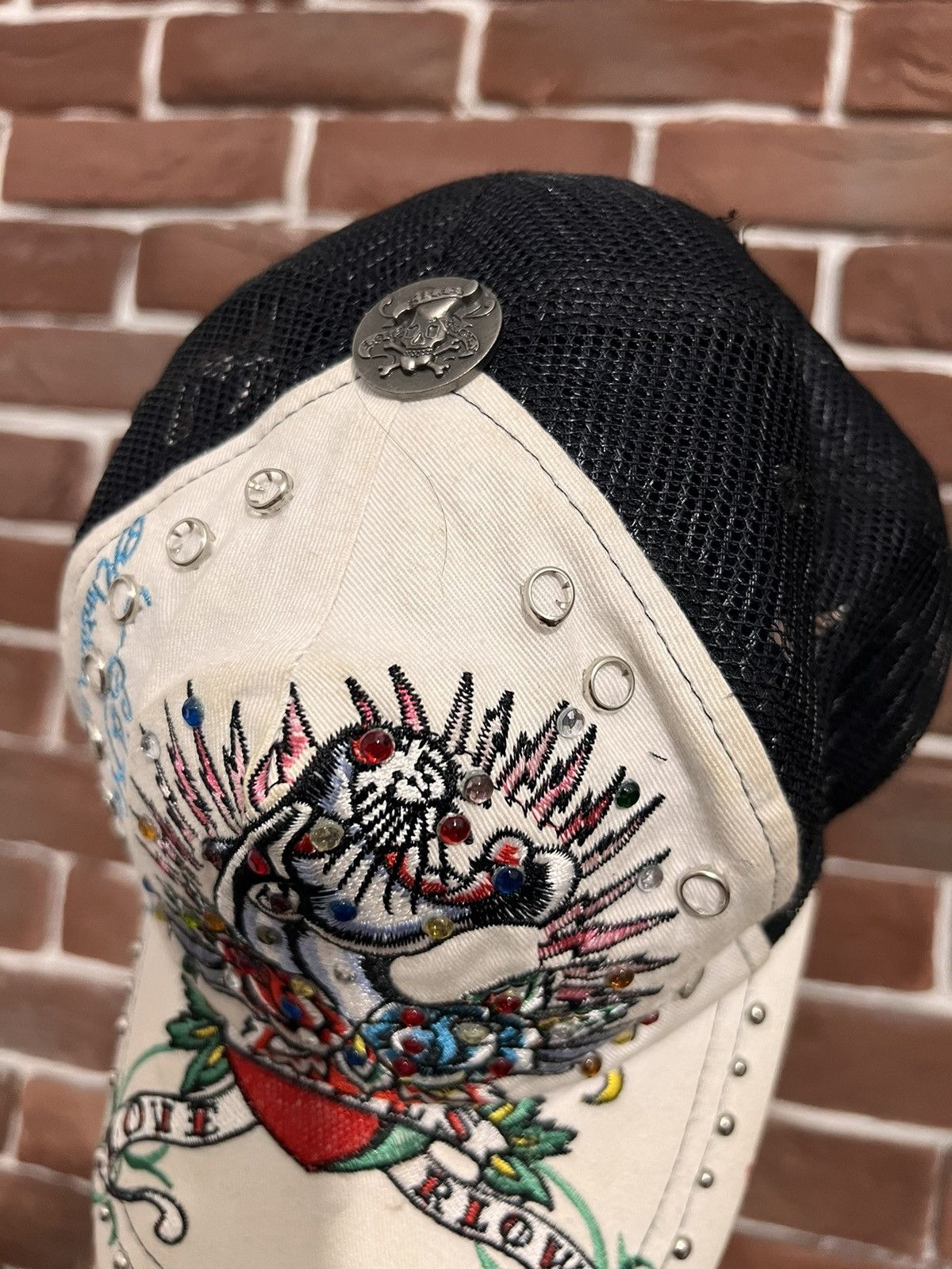Christian Audigier Rare Vintage Ed Hardy Bulldog Panther Hat Cap Y2K Drip Hype Size ONE SIZE - 5 Thumbnail