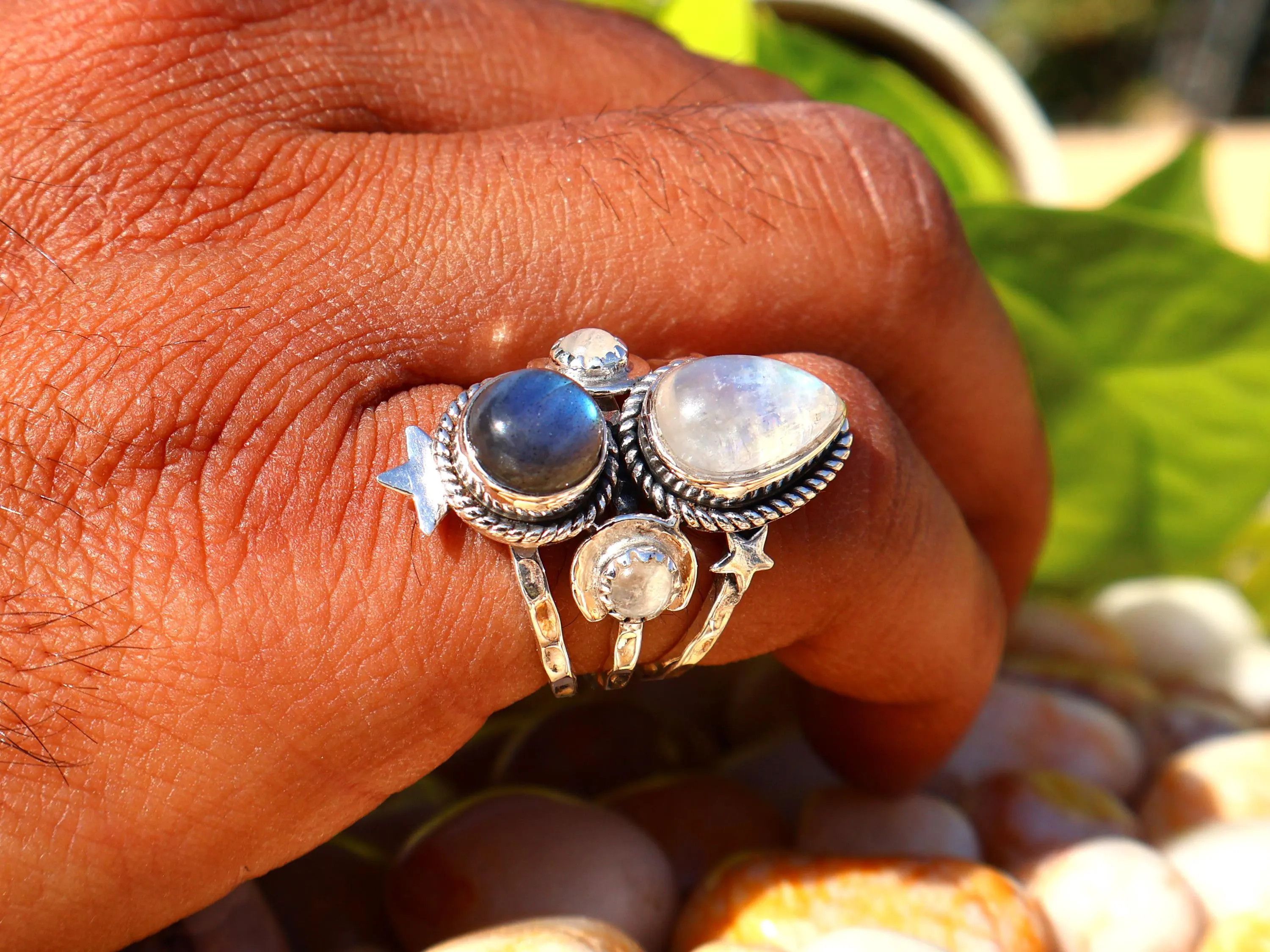 Handmade Rainbow Moonstone Labradorite Ring, 925 Silver Handmade, Size ONE SIZE - 7 Thumbnail