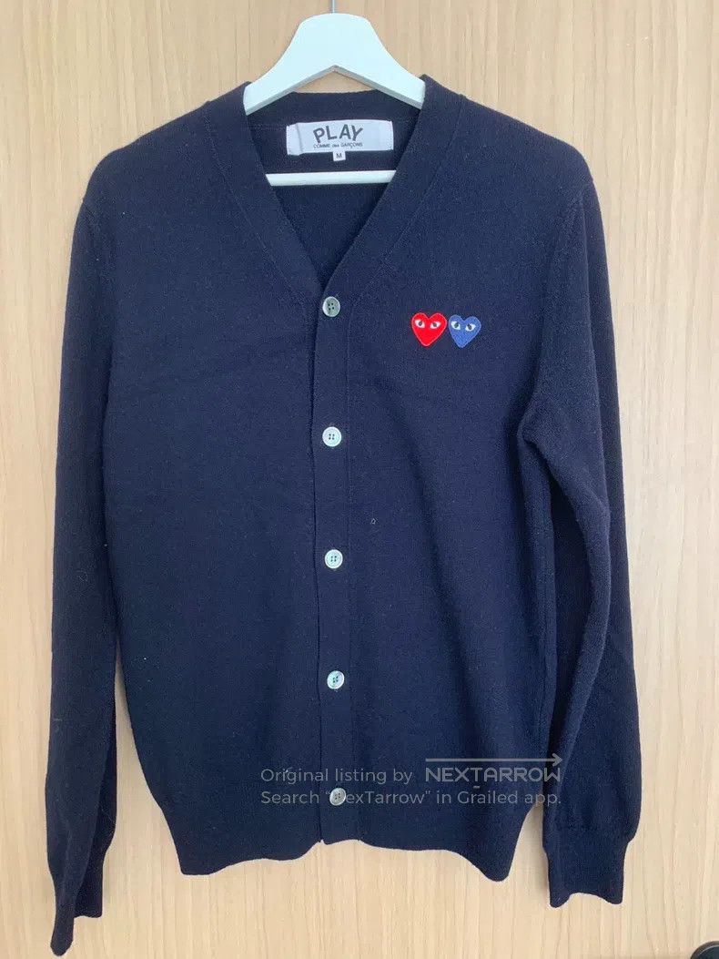 Comme des Garcons Comme Des Garcons Red heart double heart cardigan deep blu Size US M / EU 48-50 / 2 - 2 Thumbnail