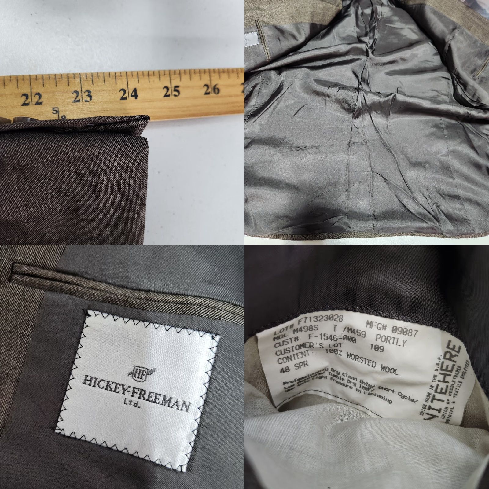 Vintage Hickey Freeman Blazer Mens 48 Gray Worsted Wool Sports Coat Jacket 2 Buttons Size 48R - 9 Thumbnail