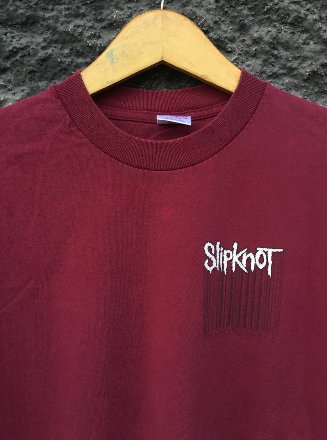 Vintage Vintage 90s Slipknot T-Shirts ‘Barcode Bargundy’ Size US L / EU 52-54 / 3 - 4 Thumbnail