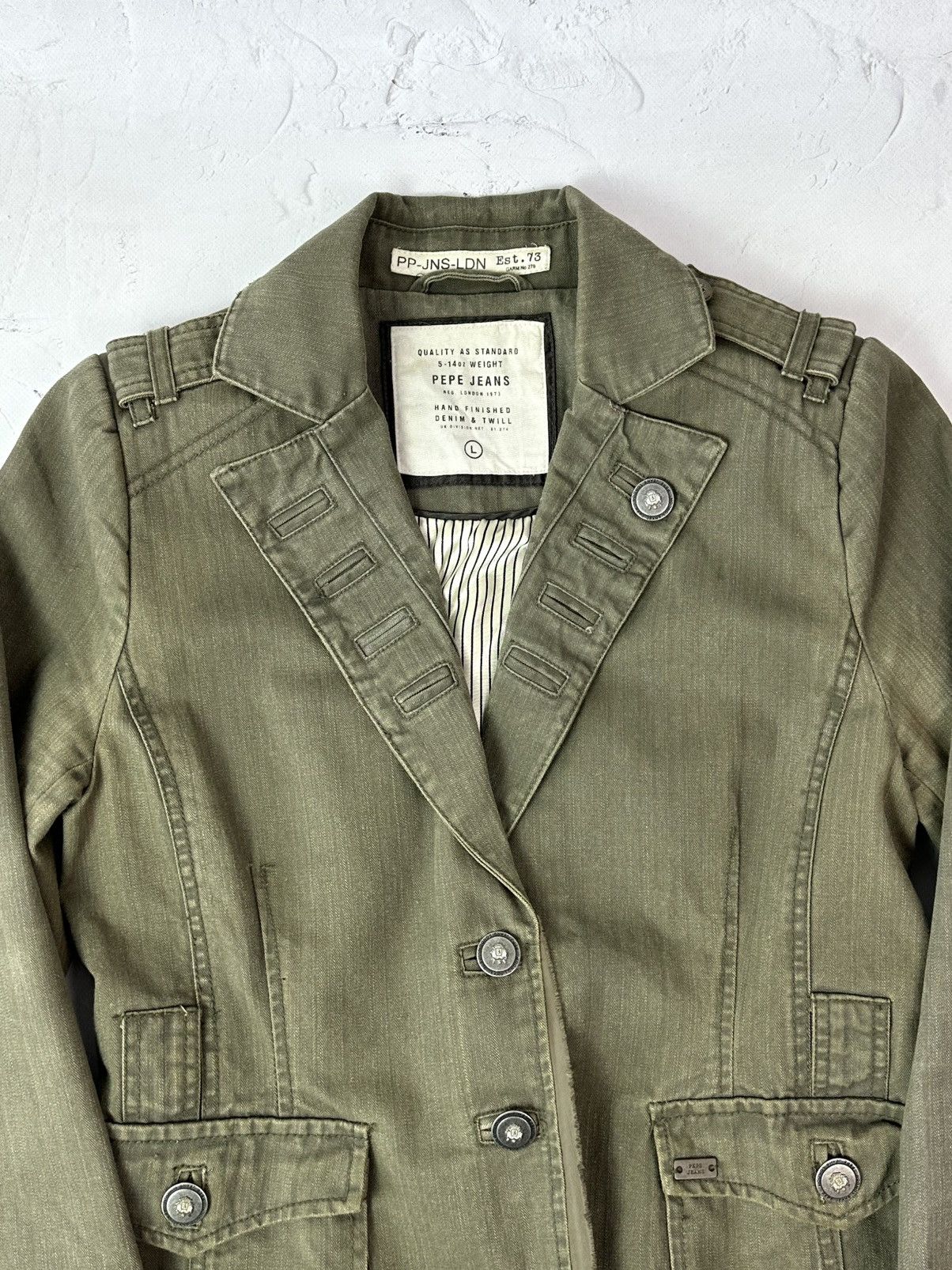 Le Grande Bleu (L.G.B.) Vintage Khaki Metal Buttons Jacket Size L / US 10 / IT 46 - 5 Thumbnail