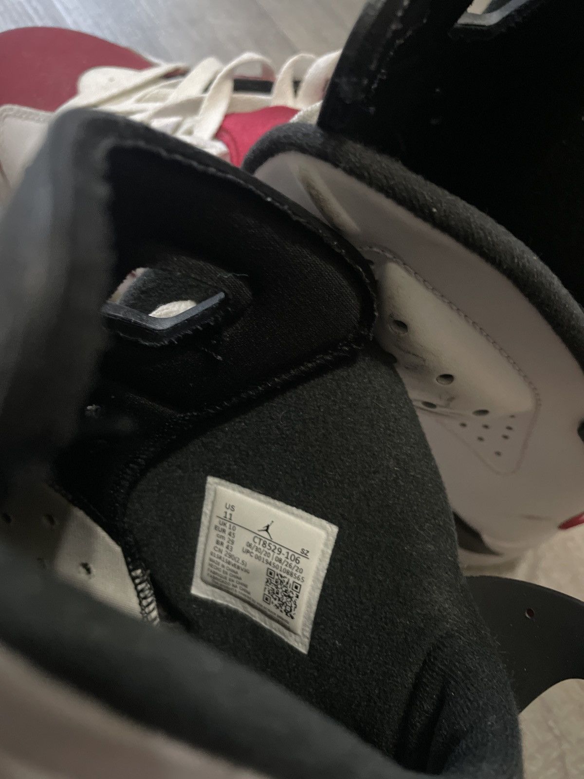 Jordan Brand Air Jordan 6 Retro OG 'Carmine' 2021 Size US 11 / EU 44 - 6 Thumbnail