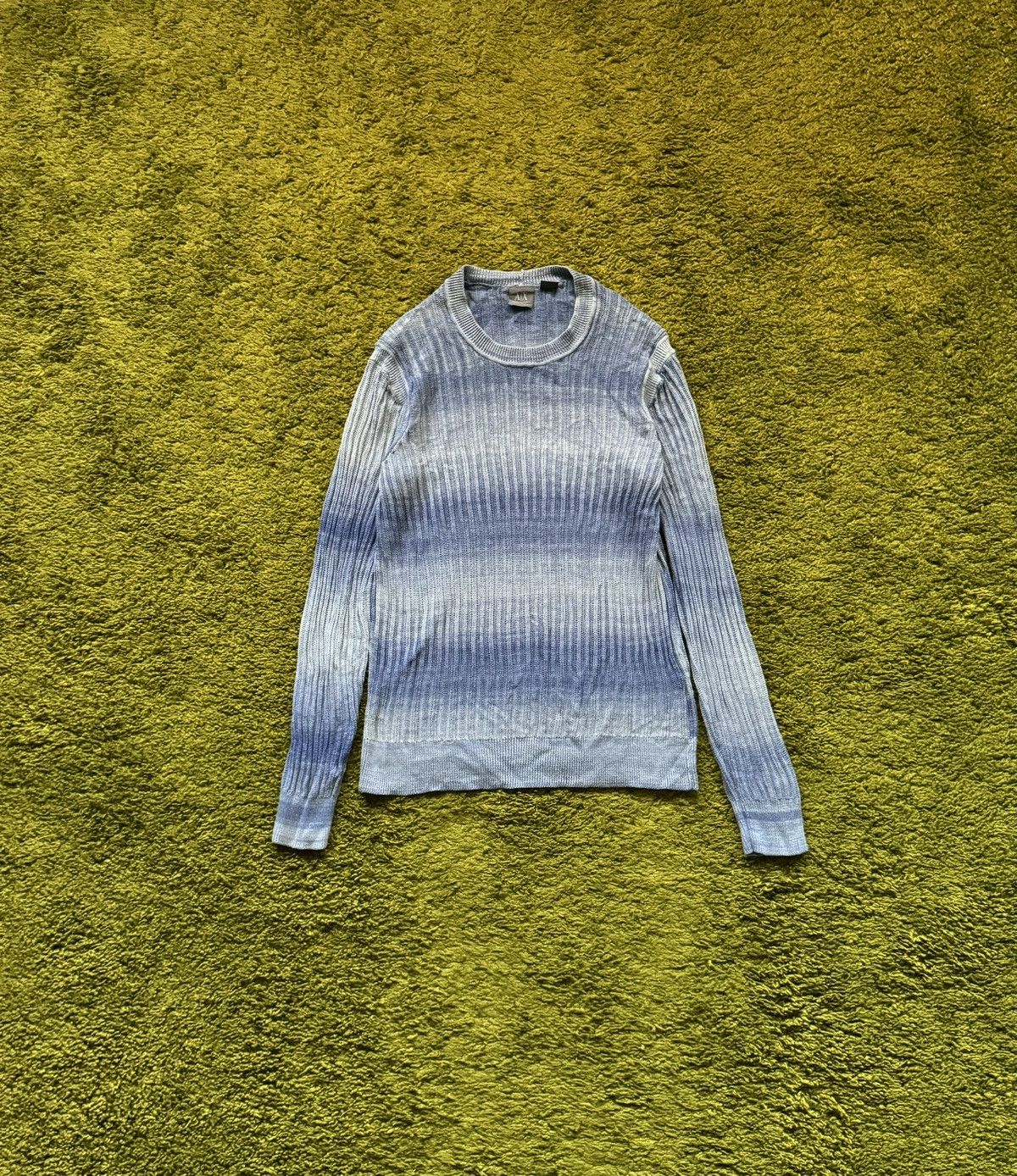 Armani × Armani Exchange × Vintage Armani Exchange Y2K washed graphite blue ribbed sweater Size US M / EU 48-50 / 2 - 1 Thumbnail