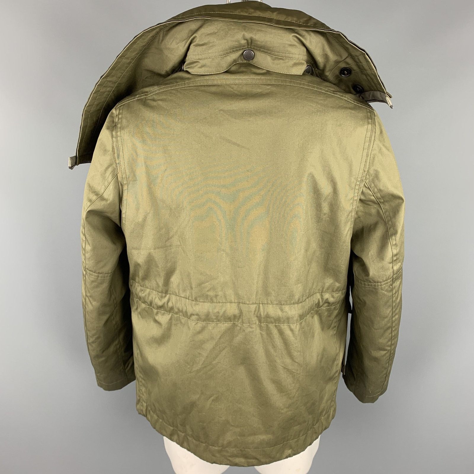 Burberry Prorsum Resort 2013 Size 42 Olive Solid Cotton Zip & Snaps Jacket Size US L / EU 52-54 / 3 - 6 Thumbnail