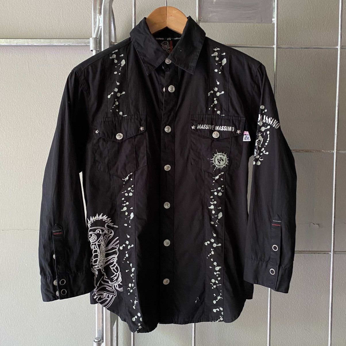 Japanese Brand × Massimo Osti MASSIVE MASSIMO Y2K PUNK Black Sheer Graphic Shirt Size US M / EU 48-50 / 2 - 19 Thumbnail