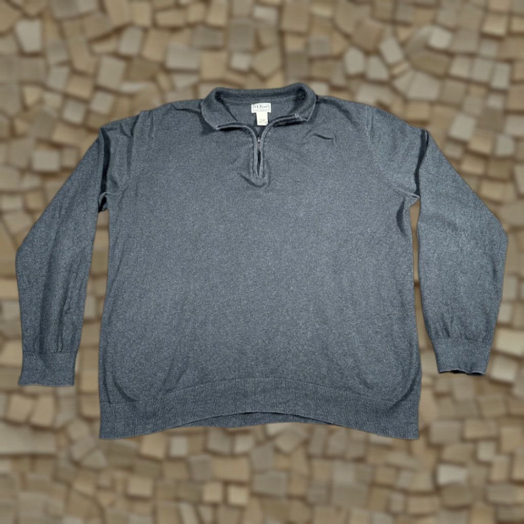 Vintage VINTAGE LL Bean Sweater Mens Sweatshirt XL Gray Quarter Zip Pullover Y2K Cashmere Blend Knit Shirt Size US XL / EU 56 / 4 - 1 Thumbnail