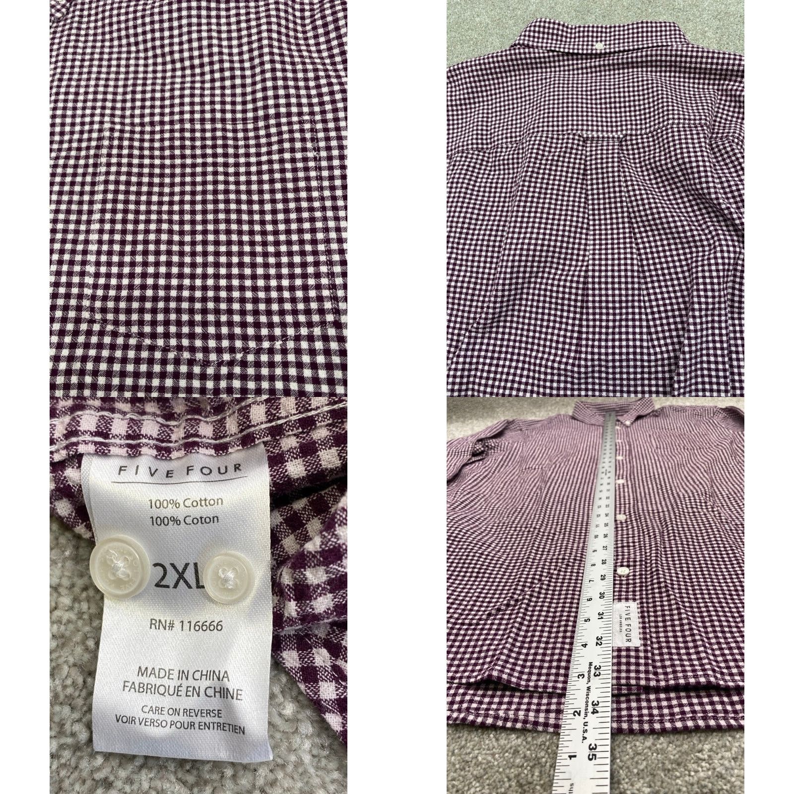 Vintage VINTAGE NWT Five Four Shirt Mens 2XL Long Sleeve Button-Up Purple White Checkered NEW Size US XXL / EU 58 / 5 - 8 Thumbnail