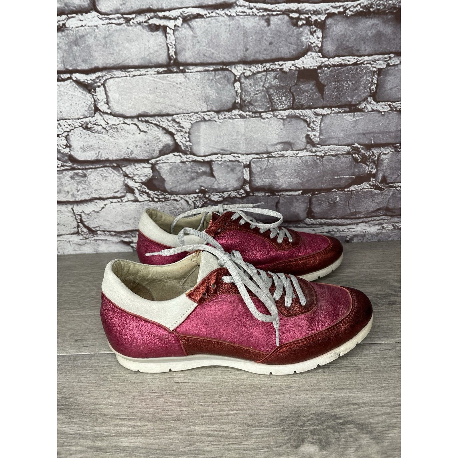 KJUS MJUS Pink Metallic Leather Comfort Casual Lace Up Sneakers W Size US 6.5 / IT 36.5 - 9 Thumbnail