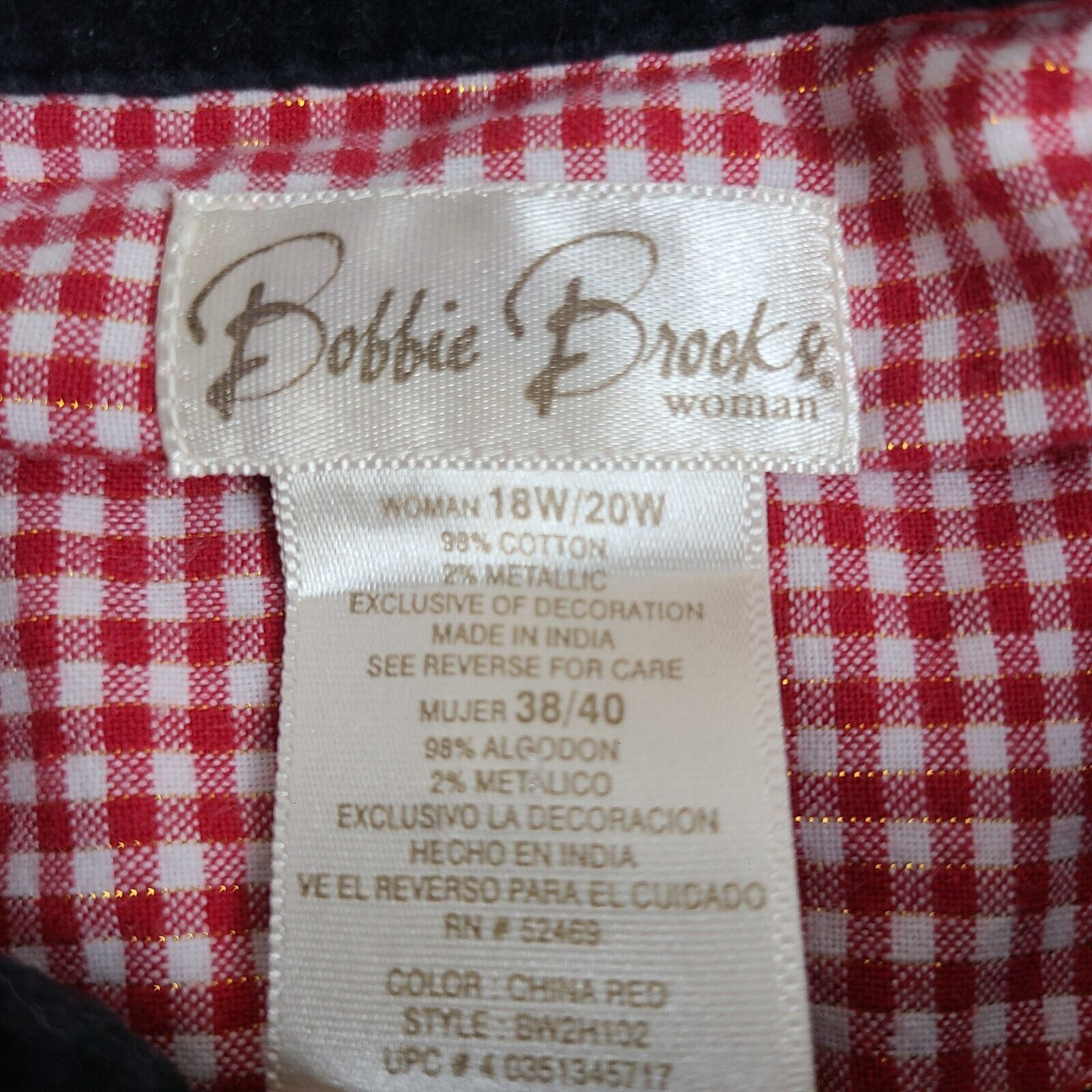 Vintage Bobbie Brooks Woman Red White Checked Christmas Mittens Butt Size XXL / US 16-18 / IT 52-54 - 5 Thumbnail