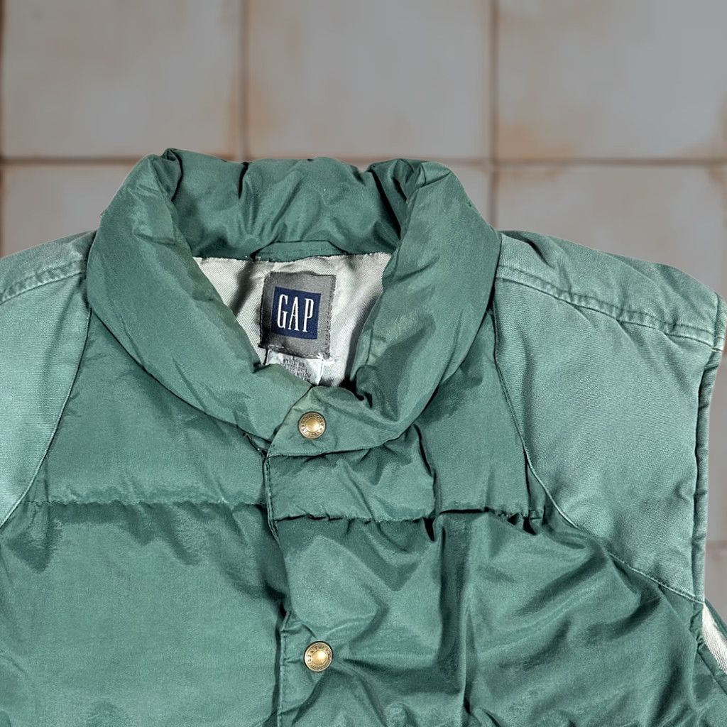 Gap VINTAGE Gap Vest Adult LARGE Green Gray Down Puffer Quilted Hooded Outdoor 90s Mens Size US L / EU 52-54 / 3 - 1 Thumbnail