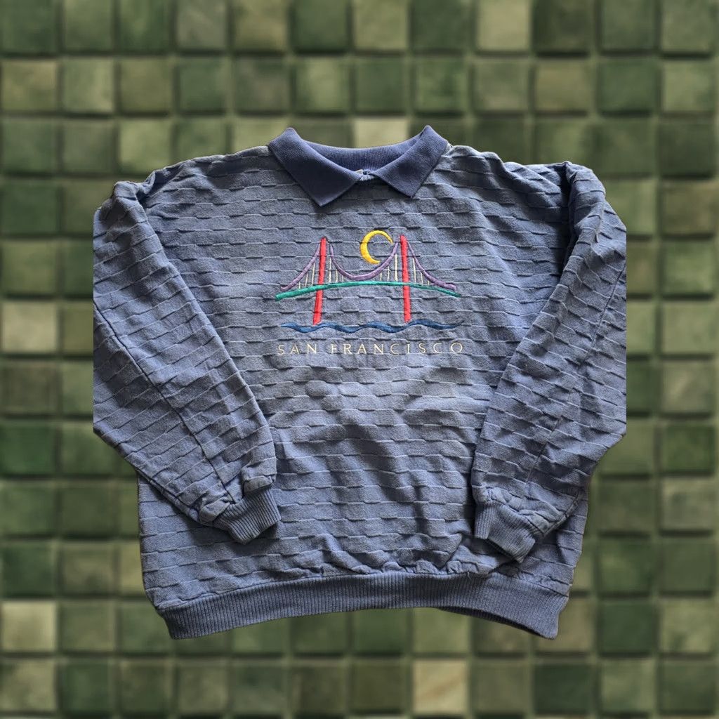 Vintage VINTAGE 80s 90s Blue Oversized San Francisco Sweatshirt Medium California Crazy Shirt Shirt Adult M Blue San Francisco 80s 90s Mens Womens Boys Girls Size US M / EU 48-50 / 2 - 1 Thumbnail