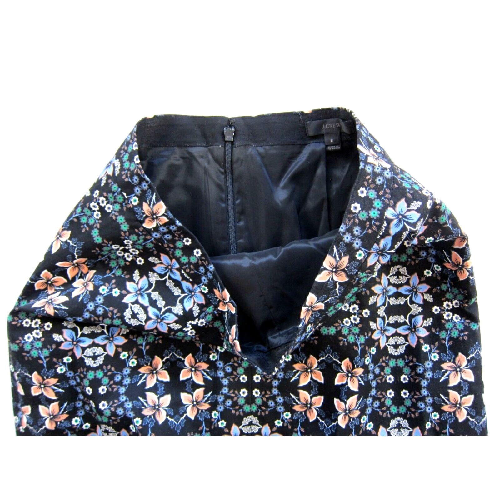 J.Crew J. Crew Black Blue Green Pink Floral Cotton Work Pencil Straight Skirt Women 8 Size 30" / US 8 / IT 44 - 6 Thumbnail