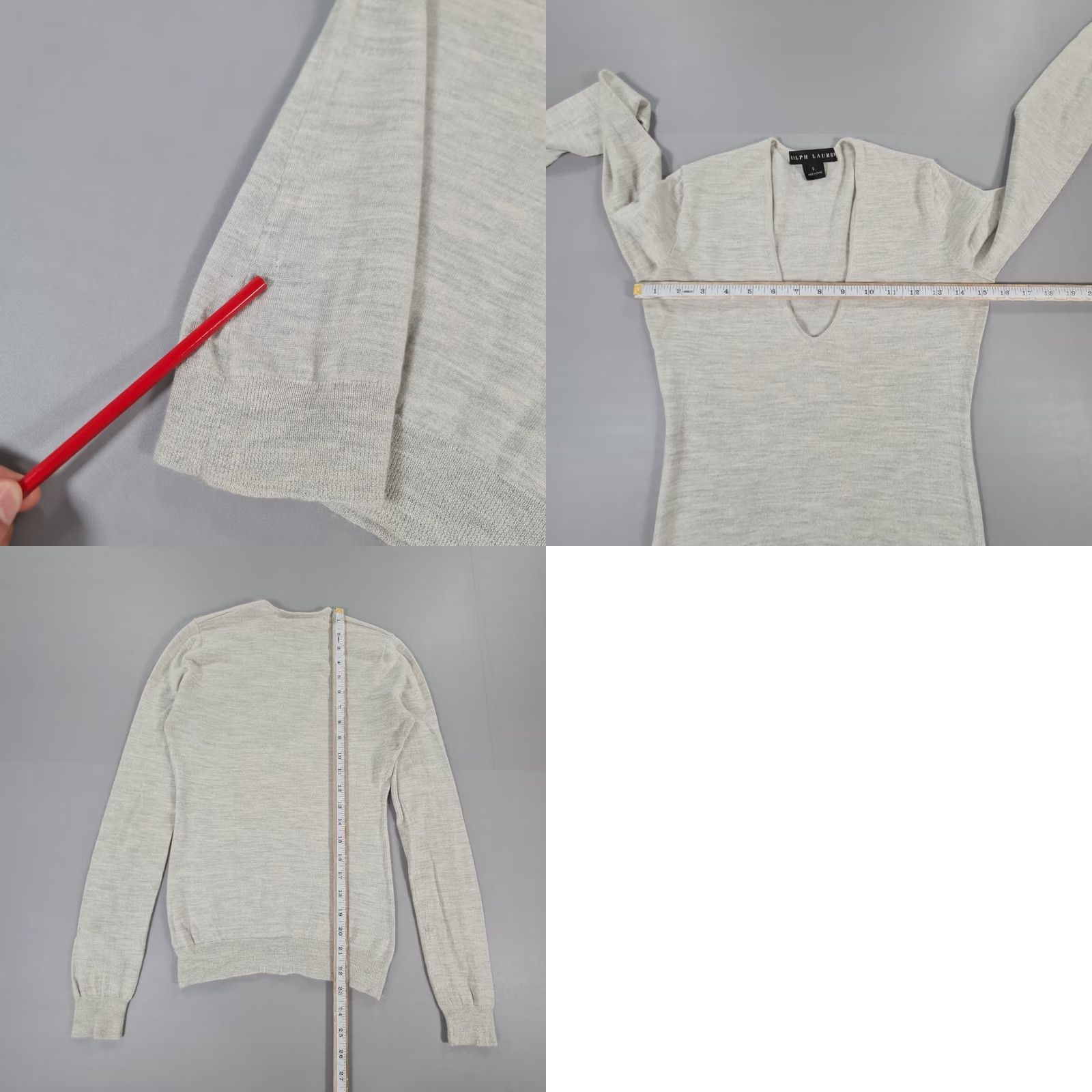 Polo Ralph Lauren Polo Ralph Lauren Black Label Jumper Womens Gray V-Neck Slim Knit Cashmere Pullover S Small Size S / US 4 / IT 40 - 8 Thumbnail