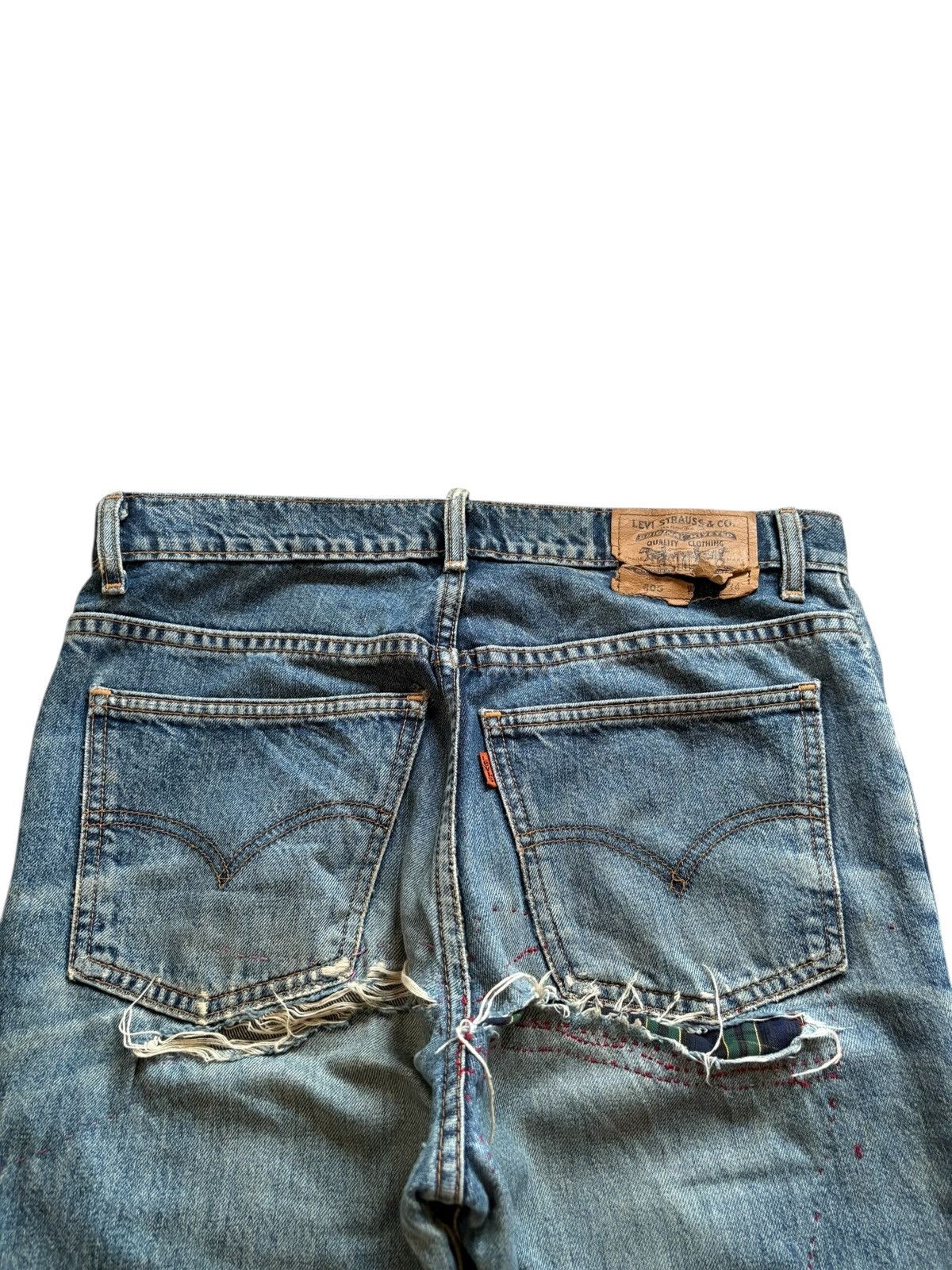 LVC × Levi's × Levi's Vintage Clothing Vintage 90s Levis 505 Orange Tab Patch Distressed Baggy Jean Size US 32 / EU 48 - 8 Thumbnail