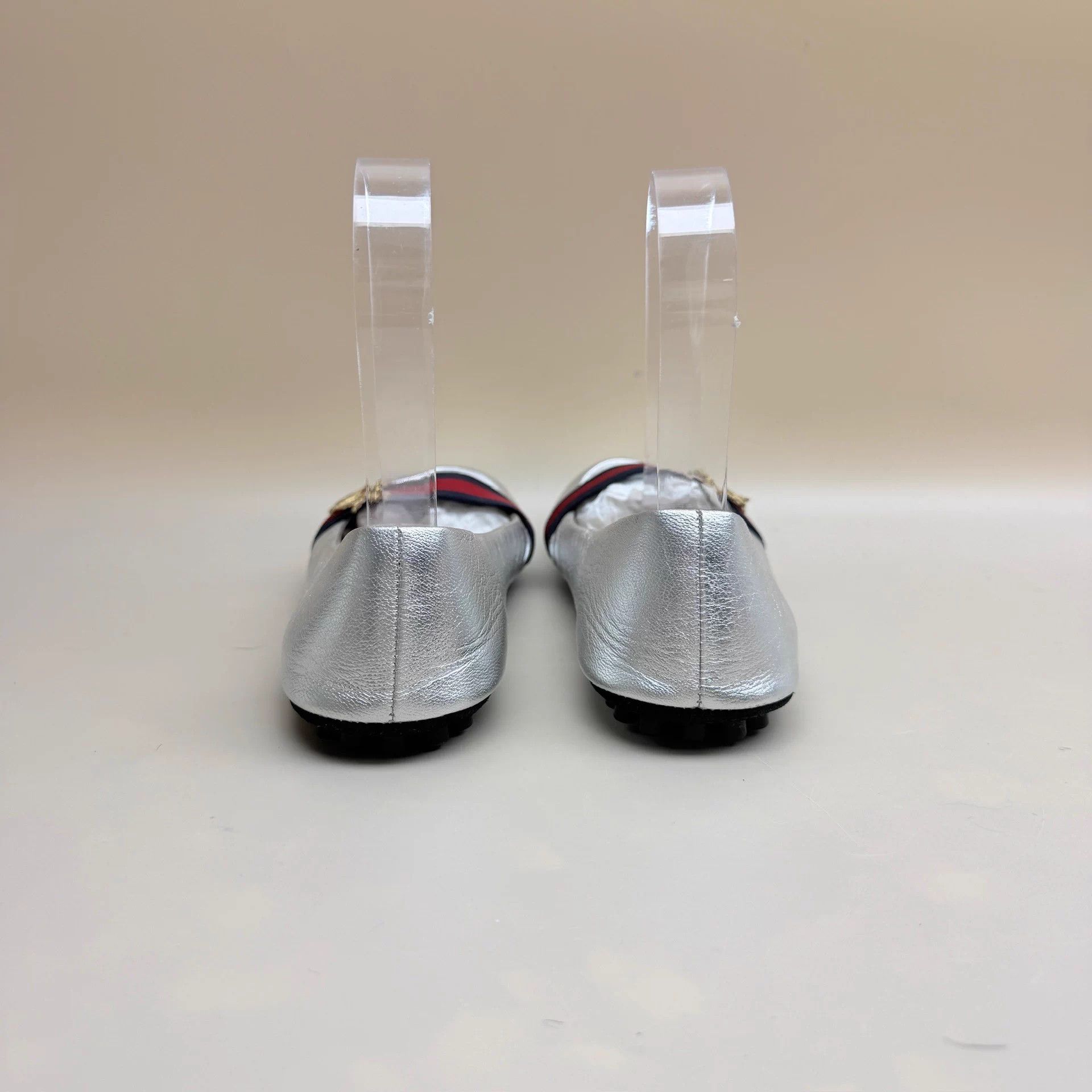Gucci GUCCI Silver Bee Strap Low Heel EU 35.5 99 New Size US 5 / IT 35 - 3 Thumbnail