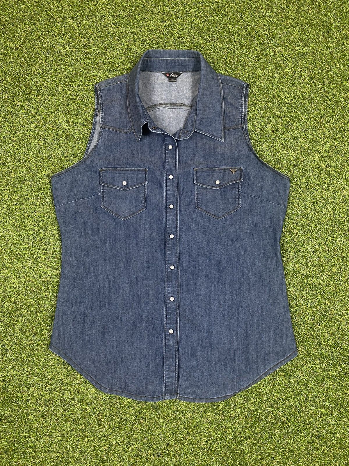 Guess Vintage 90s Guess denim vest jeans Japanese style size XL Size XL / US 12-14 / IT 48-50 - 1 Thumbnail