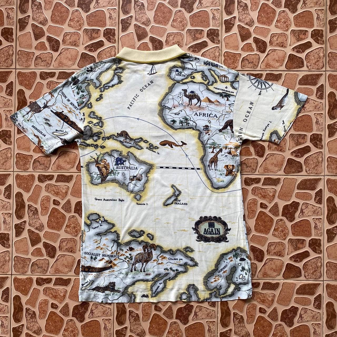 Vintage Vintage 70s Fullprint Polo Tee By Altro Size US S / EU 44-46 / 1 - 2 Thumbnail