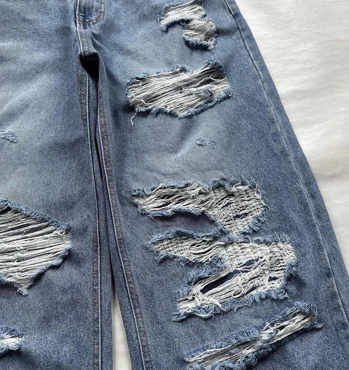 Hysteric Glamour MUSE Ripped Washed Wide Denim Pants Size US 32 / EU 48 - 5 Thumbnail