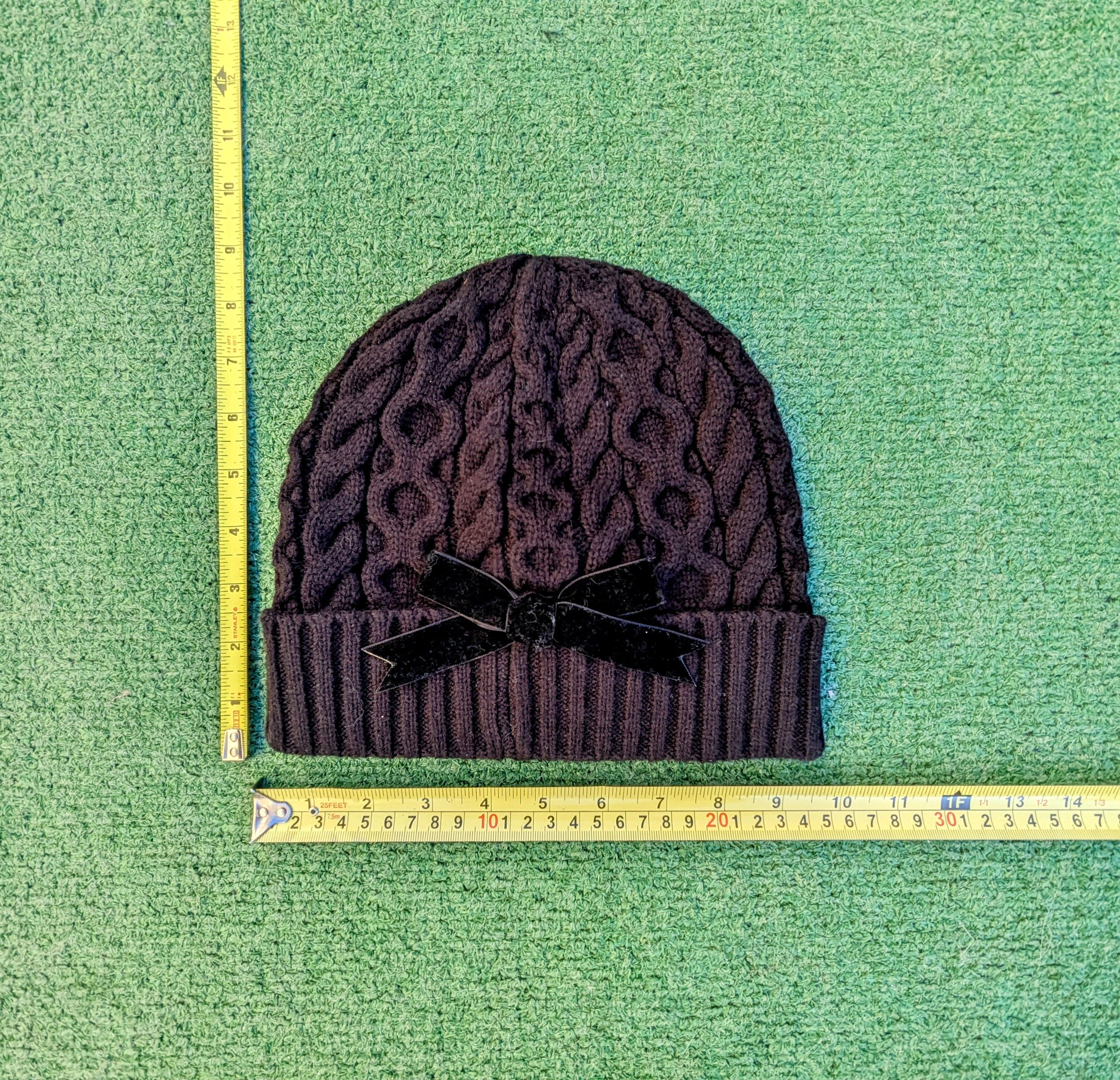 Kate Spade KATE SPADE NEW YORK Cable Shadow Black Velvet Bow Beanie Size ONE SIZE - 5 Thumbnail