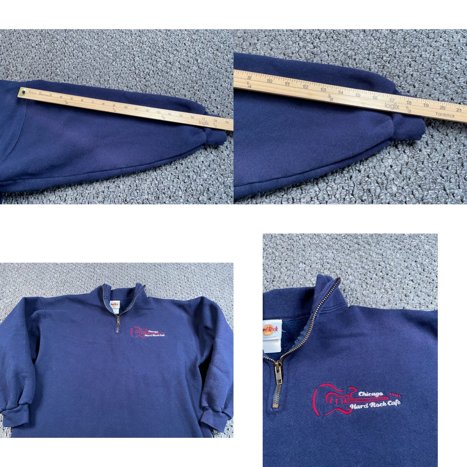 Hard Rock Cafe Hard Rock Cafe Chicago Embroidered 1/4 Zip Sweatshirt Adult XL Dark Blue Size US XL / EU 56 / 4 - 8 Thumbnail