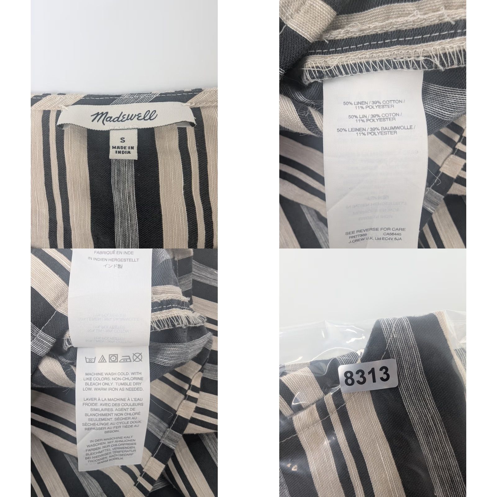 Madewell Madewell Blouse Cropped Boxy Linen Blend Pockets Striped Short Sleeve Size S Multicolor Size S / US 4 / IT 40 - 8 Thumbnail