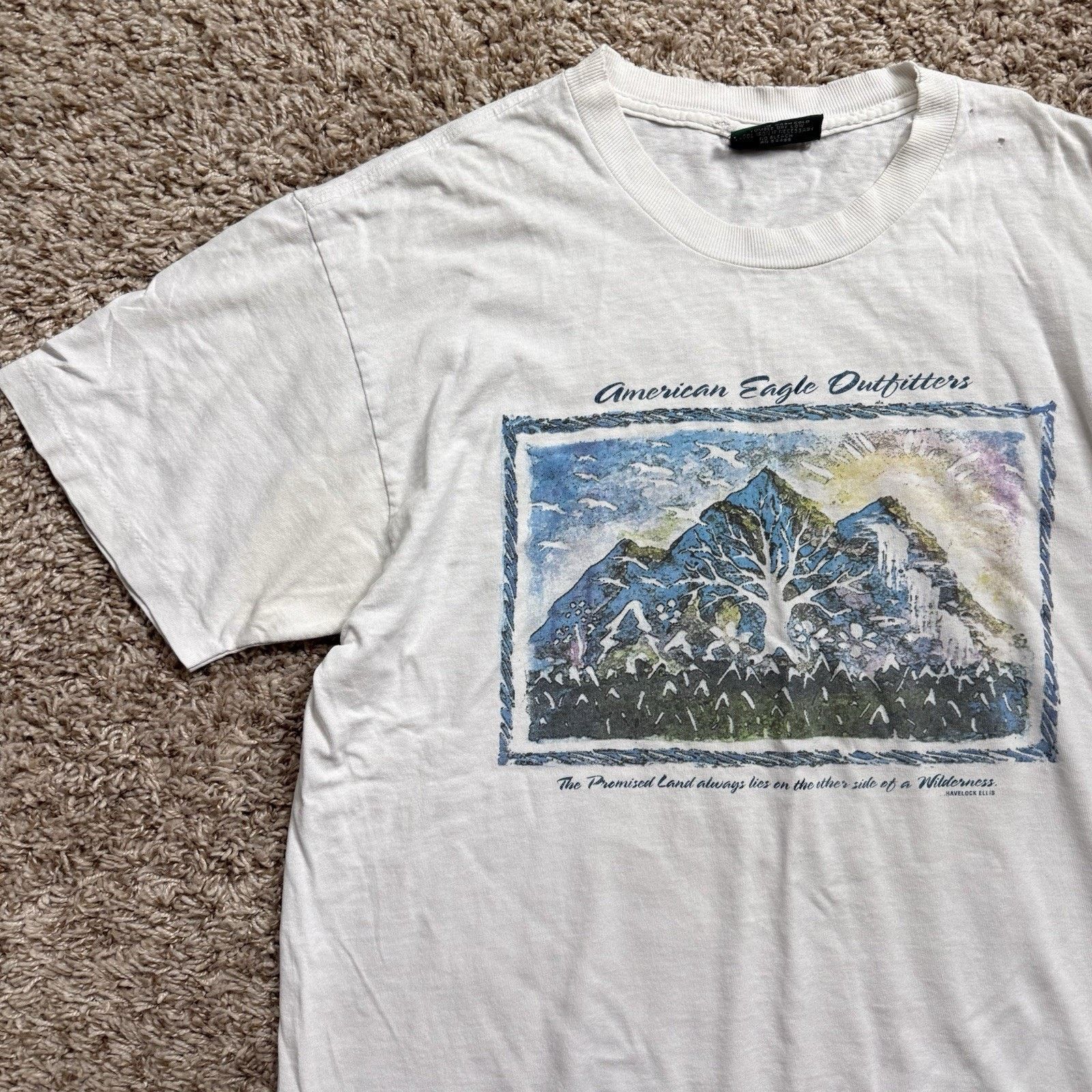 American Eagle Outfitters × Vintage Vintage 90’s American Eagle Outfitters White Nature T-Shirt Size US M / EU 48-50 / 2 - 1 Thumbnail