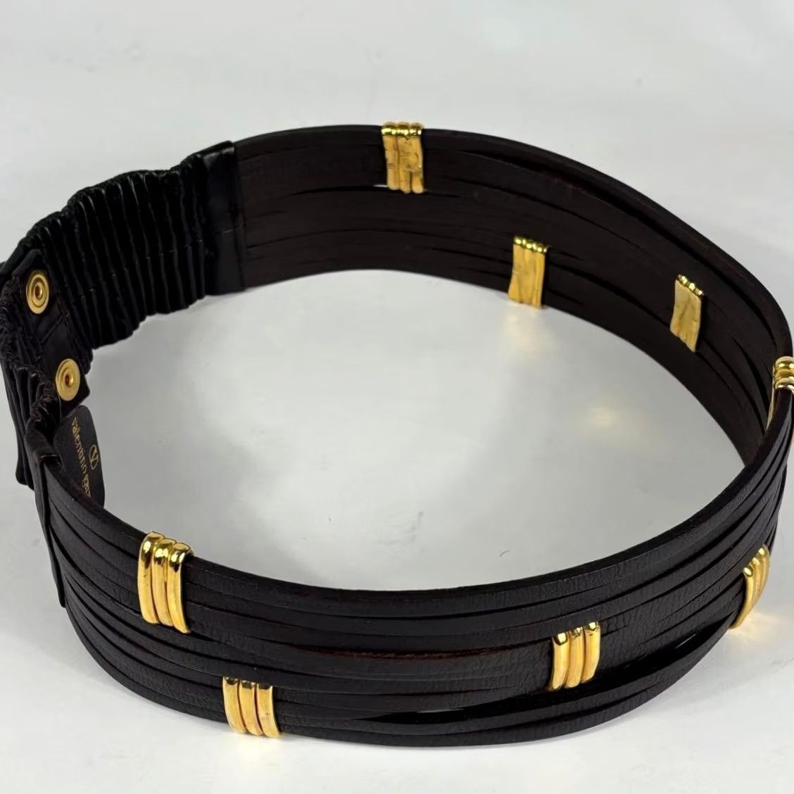 Valentino Valentino Women Belt Garavani Leather Gold Dark Brown Limited Edition VHTF Popul Size ONE SIZE - 7 Thumbnail