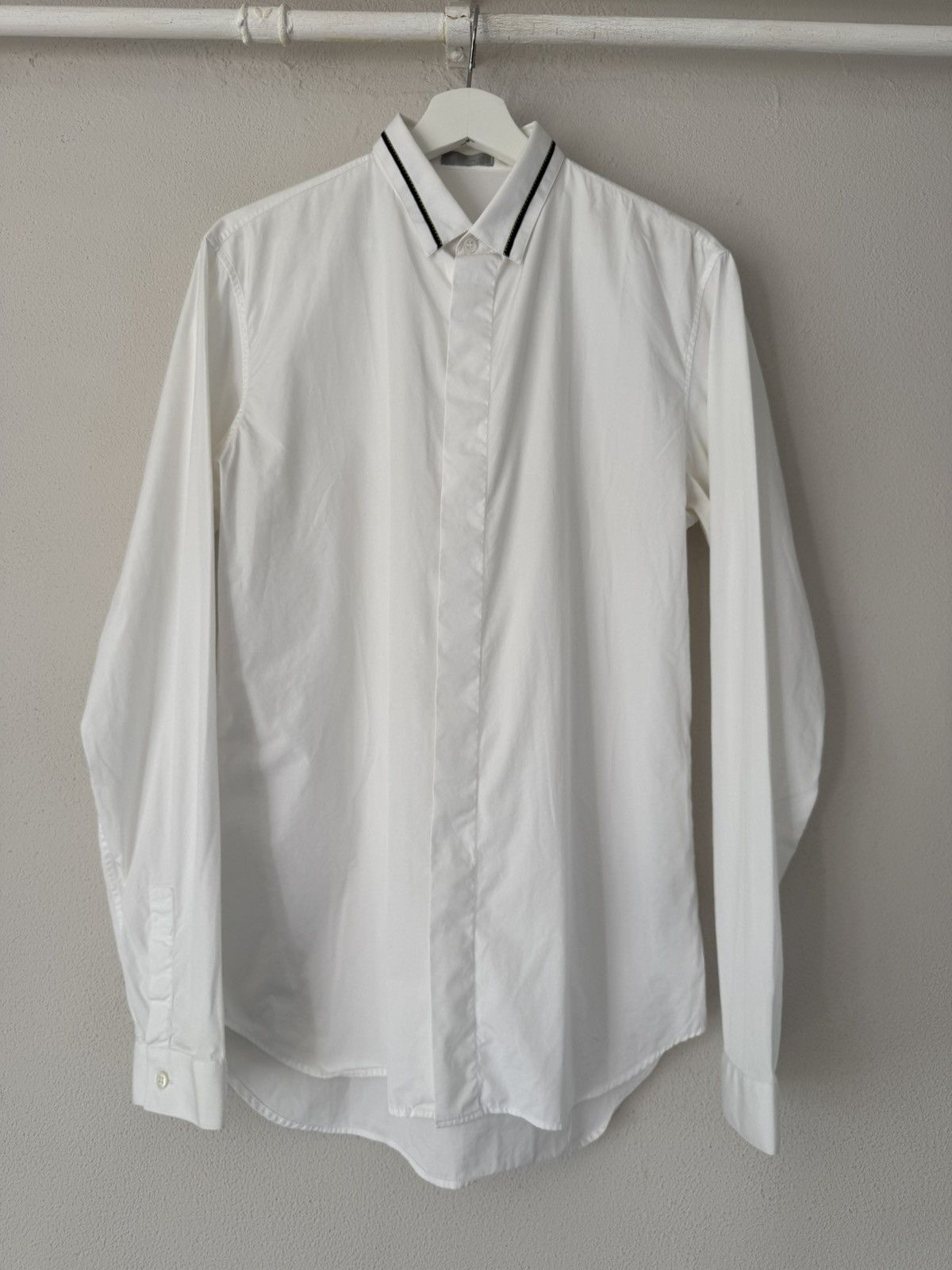 Dior Dior Homme White Cotton Shirt with Contrast Trim Collar Size US M / EU 48-50 / 2 - 1 Thumbnail