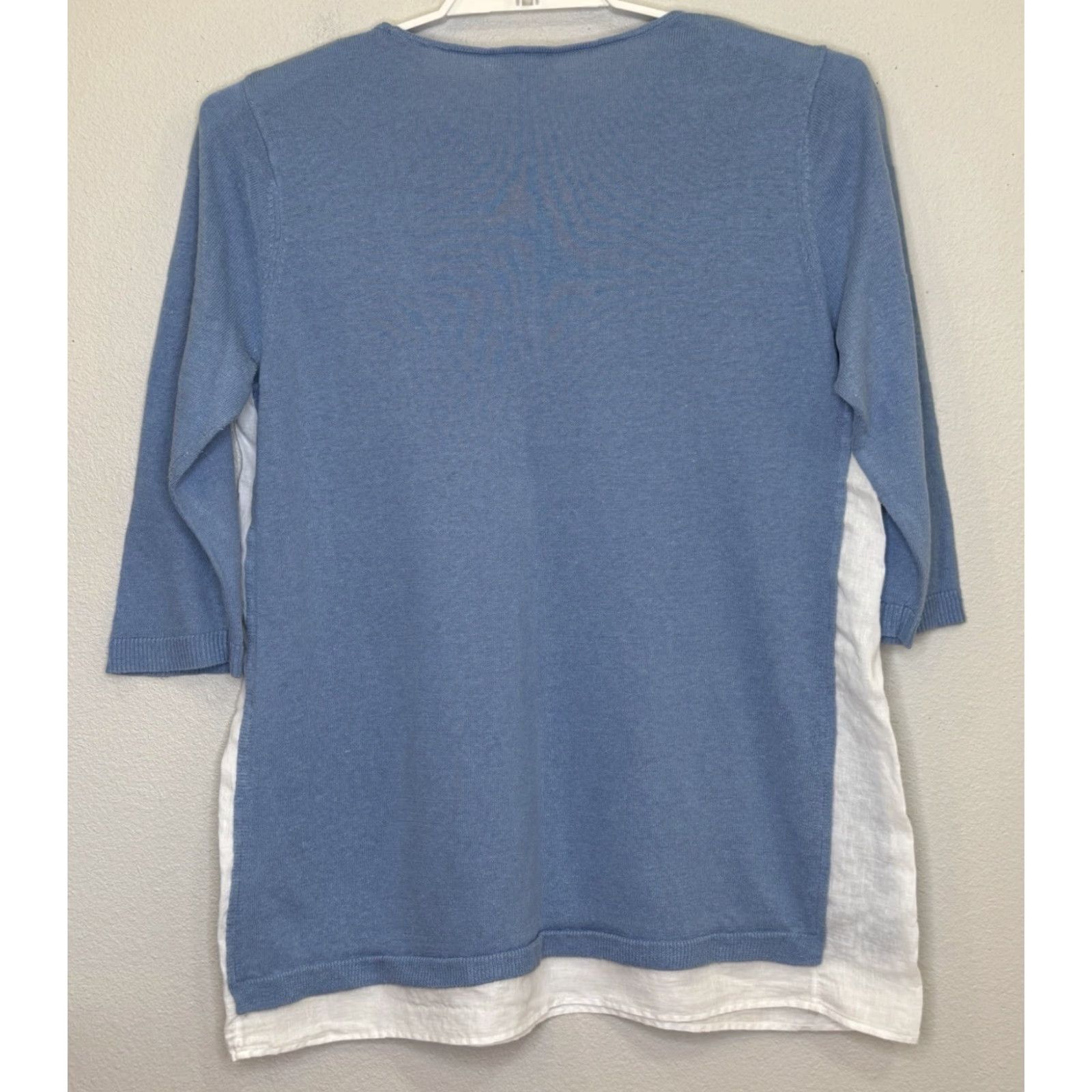 J. Jill J.Jill Pullover Sweater Blue L Tall 3/4 Sleeve Round Neck Layered Look Women Size L / US 10 / IT 46 - 5 Thumbnail