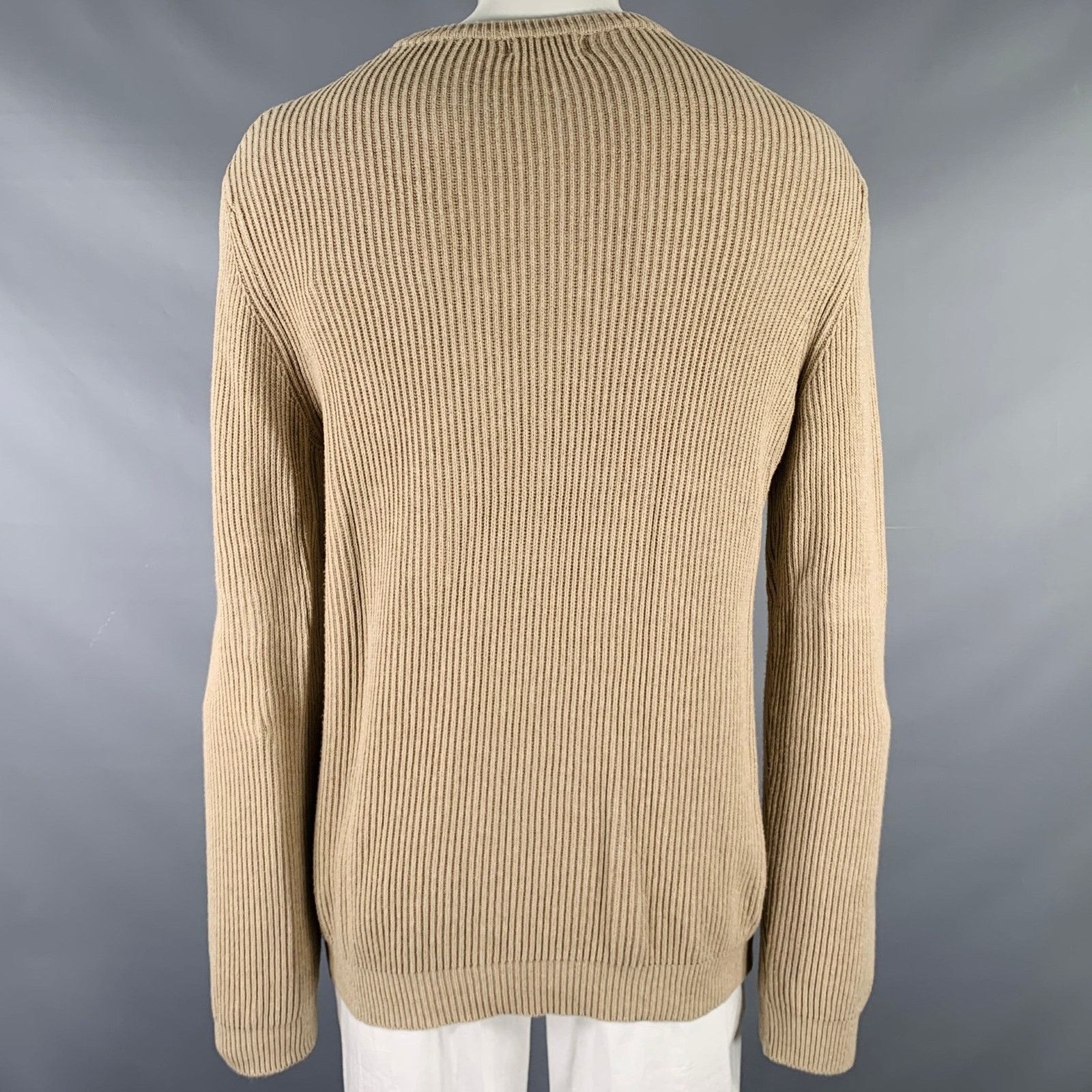 Neiman Marcus NEIMAN MARCUS Size XL Beige Knit Cotton Crew Neck Sweater Size US XL / EU 56 / 4 - 3 Thumbnail