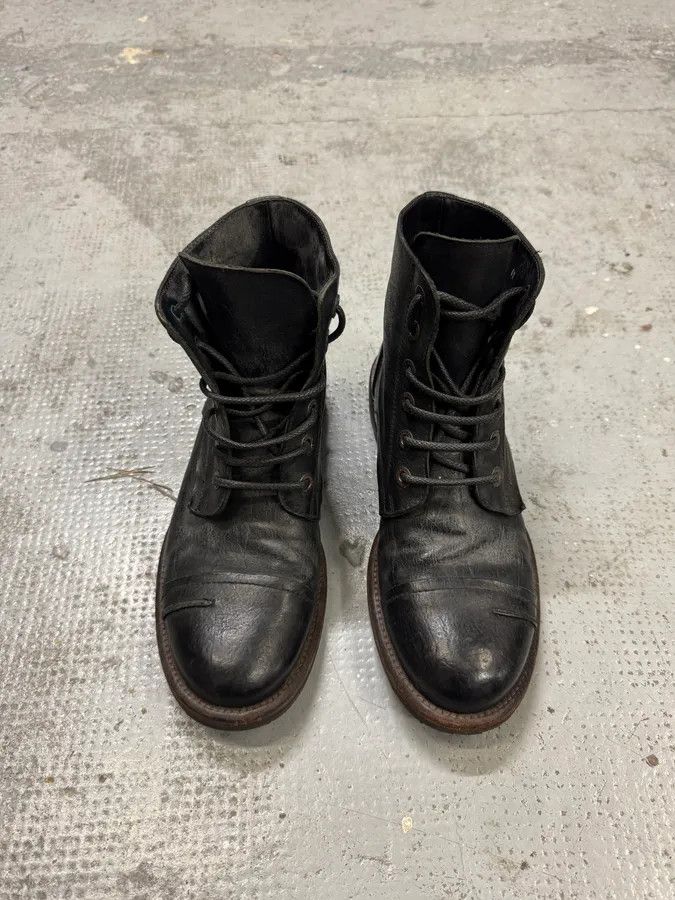 Designer × Dolce & Gabbana × Vintage 2000s Dolce & Gabbana Black Eroded Leather Boots Size US 8.5 / EU 41-42 - 4 Thumbnail