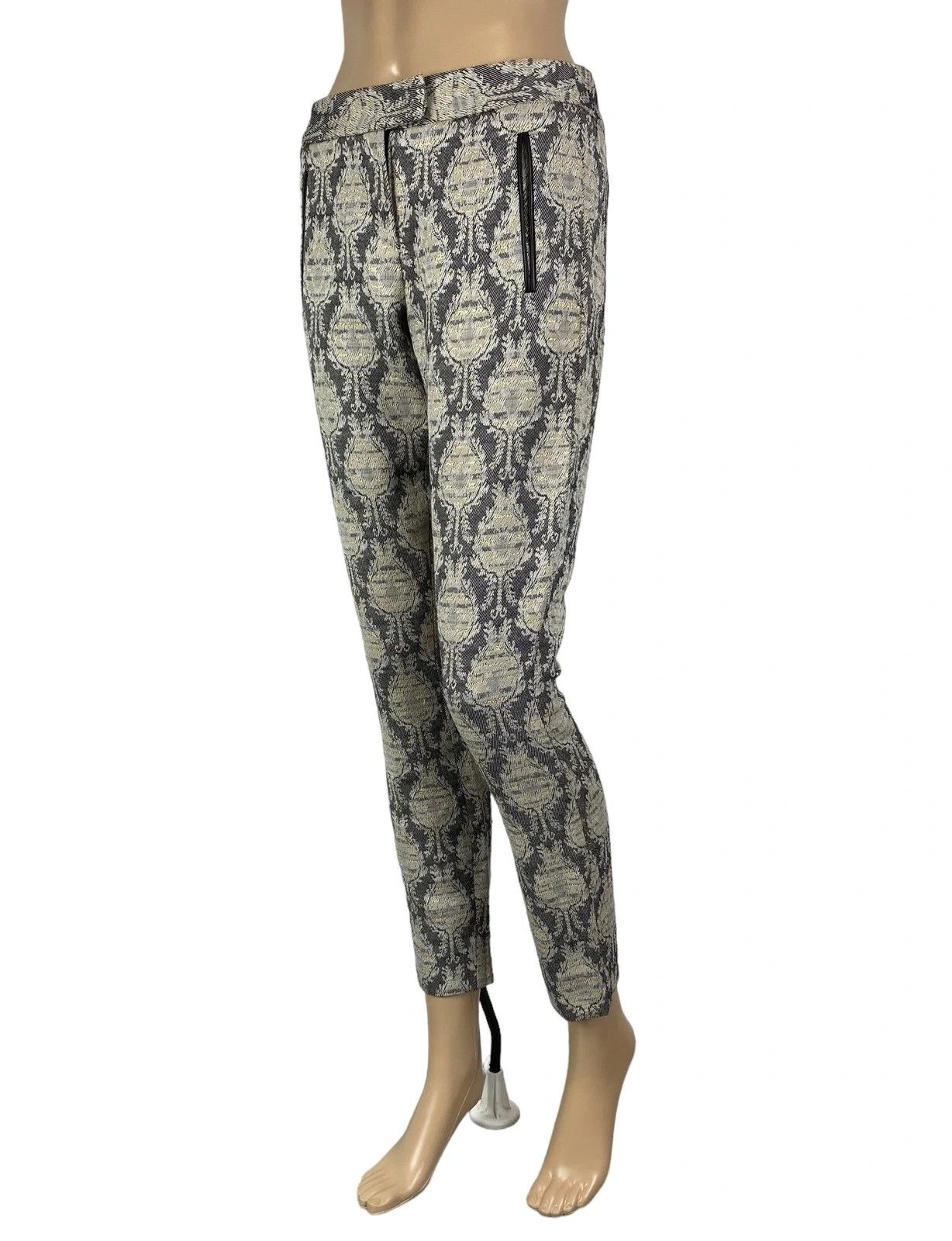 Maje Maje Embroidered Pants Crop Geometric Pattern Cotton Wool Size 25" / US 0 / IT 36 - 1 Thumbnail