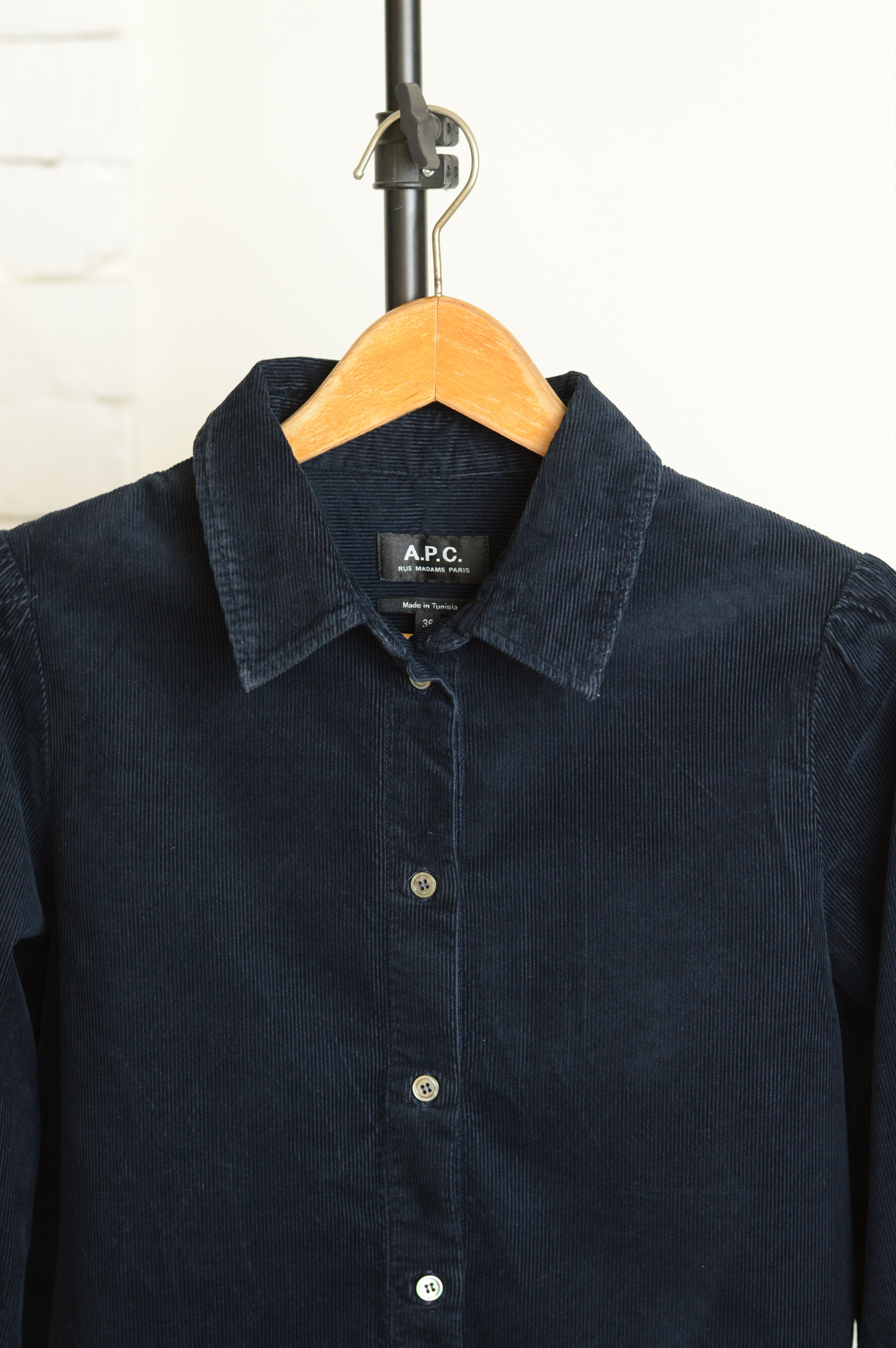Apc Women's Navy Cotton Corduroy Button-Up Shirt Fr 36 Us 4, Women's (Size Xs) — image 2 of 6