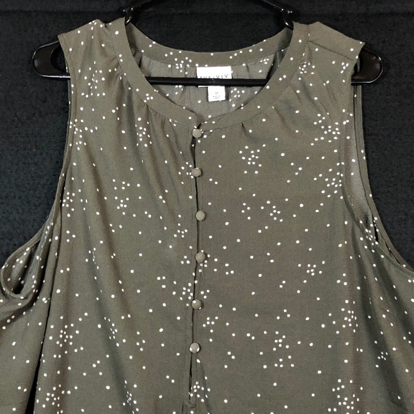 Vintage VINTAGE Ava & Viv Blouse Polka Dot Sleeveless 1X Green White Womens Casual Workwear Size XL / US 12-14 / IT 48-50 - 2 Thumbnail