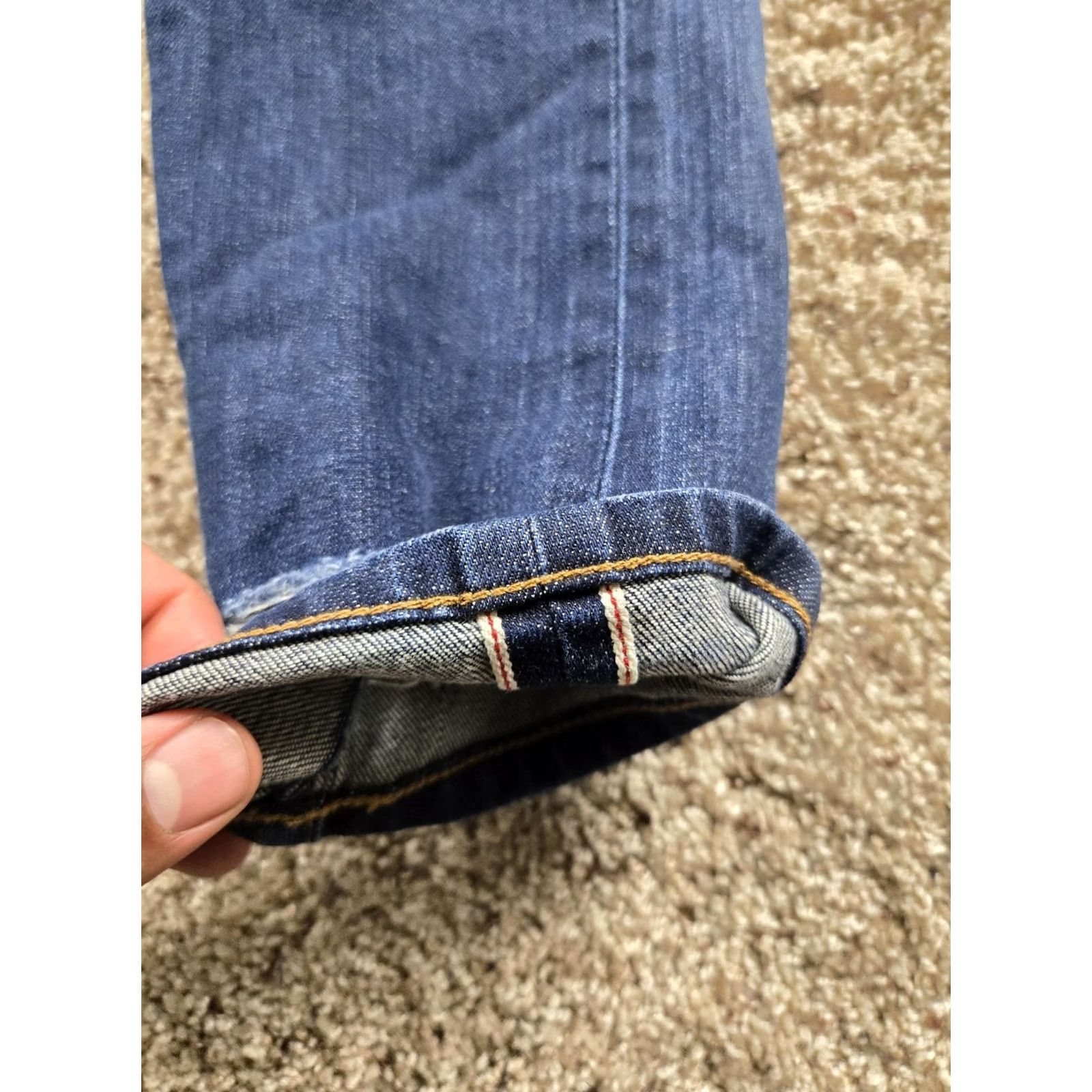 Denime Henry & Belle Jeans Womens 26 Blue Distressed Selvedge Denim Foundry Jeans Size 26" / US 2 / IT 38 - 3 Thumbnail