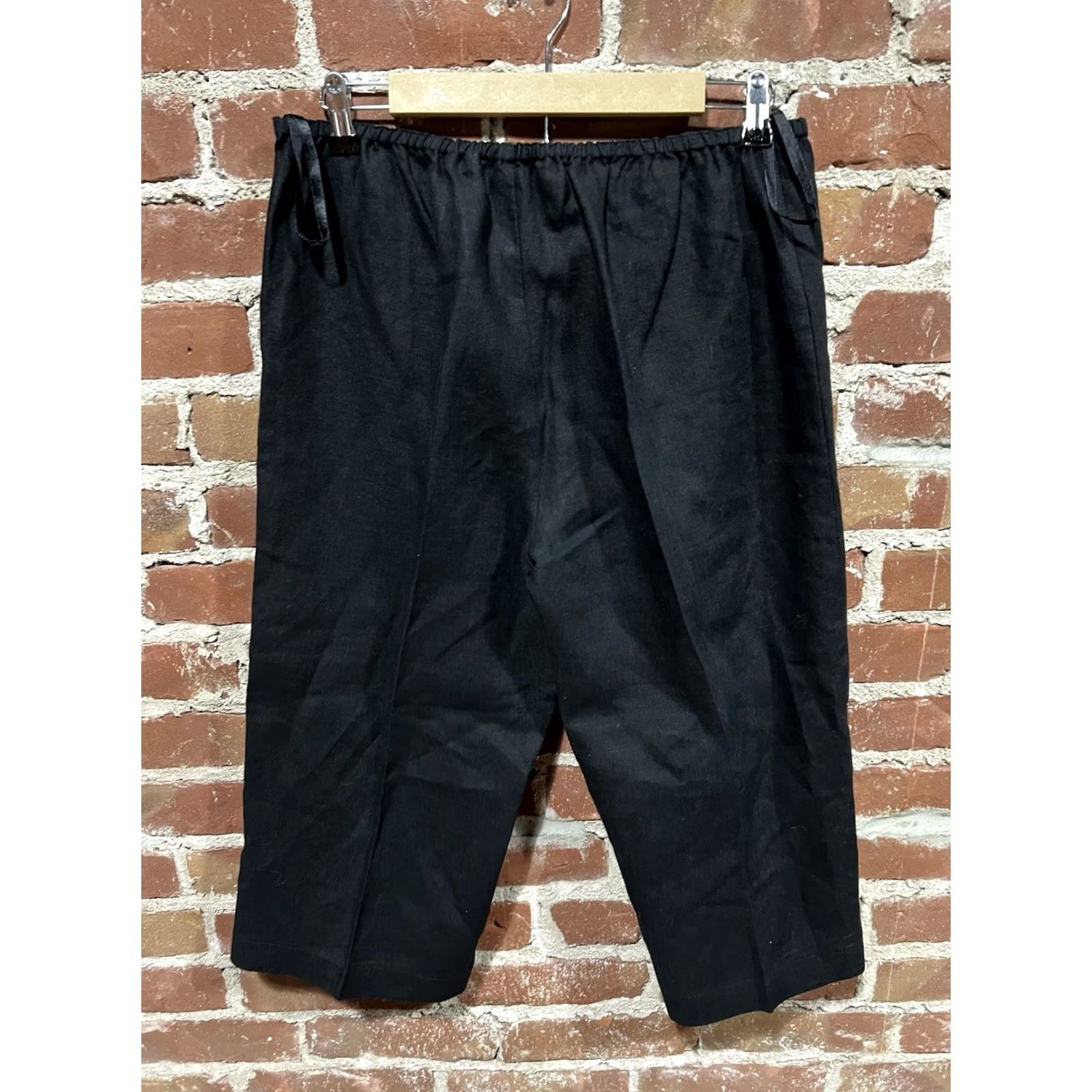 Vintage UNIFORM John Paul Richard LINEN Black Pants Capri Cropped Size 12 Womens Plus Size 12 Cropped Pockets Front Flat Front 27 in Inseam Size 34" / US 12 / IT 48 - 3 Thumbnail