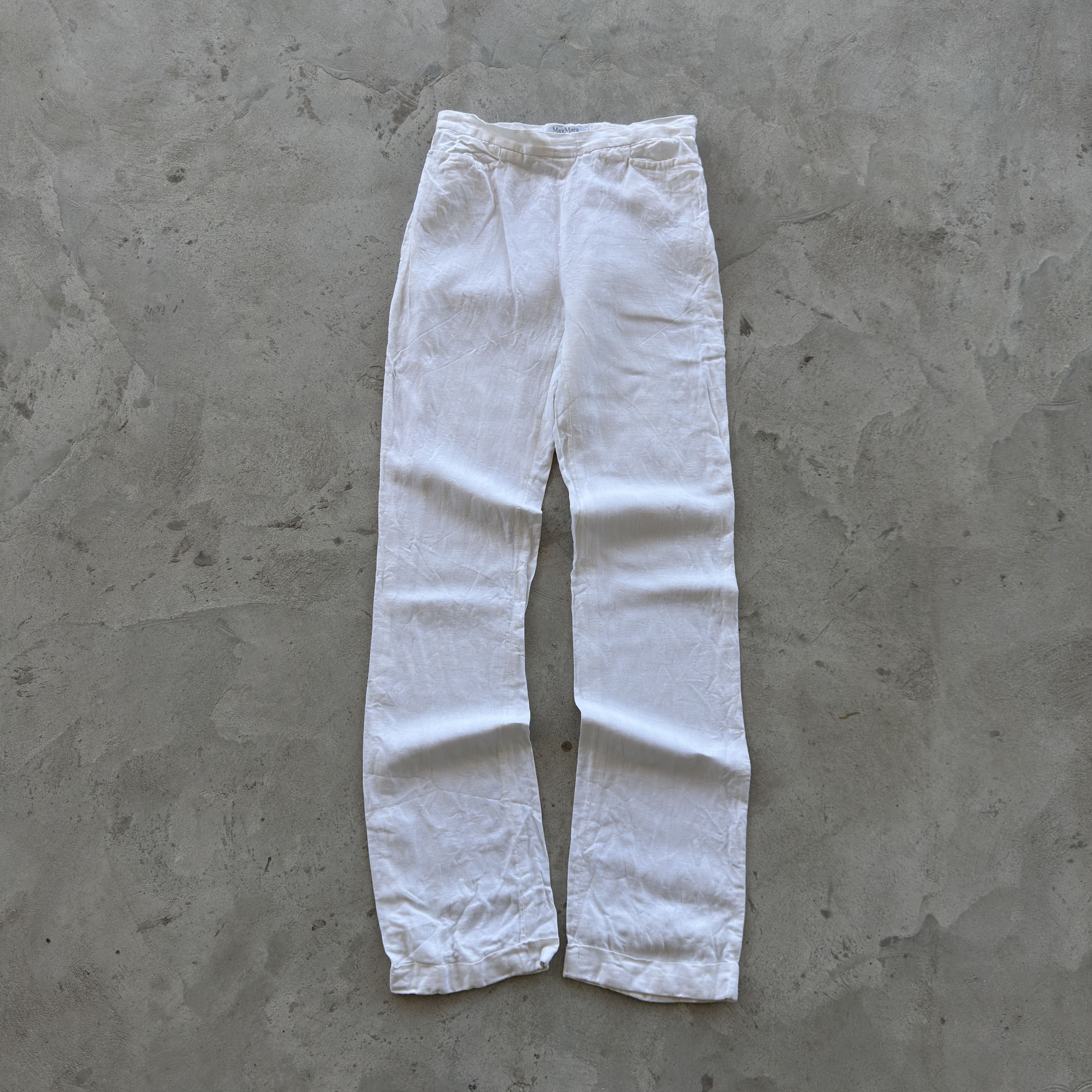 Vintage Max Mara Puro Lino White Linen Pants Made In Italy Size 32" / US 10 / IT 46 - 1 Thumbnail