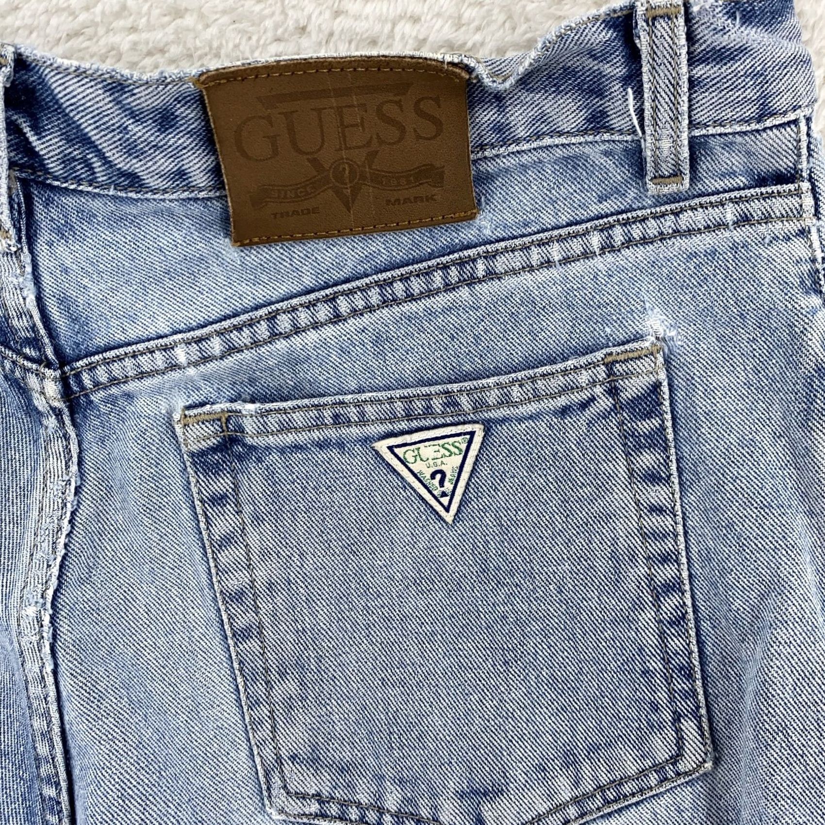 Guess VINTAGE Guess Jeans Mens 32x30 Distressed High Waist Tapered Denim 90s Blue Jeans Mens 90s Size US 32 / EU 48 - 3 Thumbnail