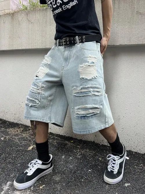 WASHED Y2K distressed denim jorts shorts