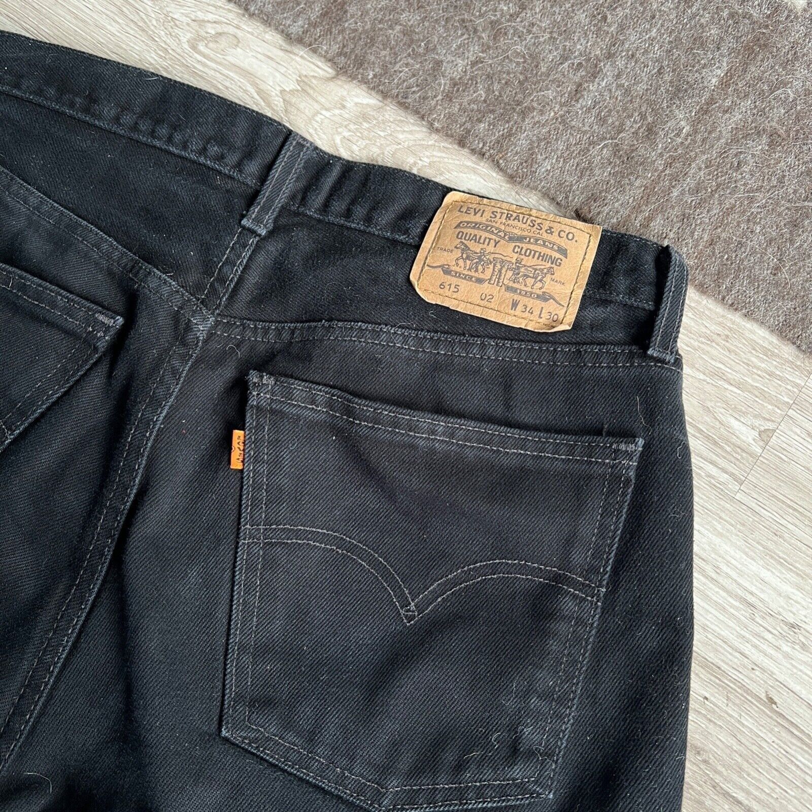 Jean Levi's 615 Orange Tab Vintage Black Denim Jeans 8752AC Size US 33 - 5 Thumbnail