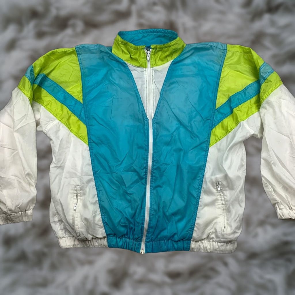 Adidas VINTAGE Adidas Women’s Trefoil Full Zip Track Jacket Neon Teal/Green Large Size L / US 10 / IT 46 - 1 Thumbnail
