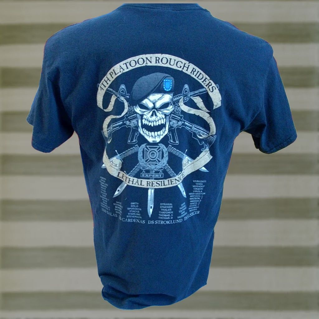 Gildan Nike Delta Battery Rough Riders T Shirt Men Large Army USA Military Graphic Print Double-Sided Black Cotton Gildan 2010s Size US L / EU 52-54 / 3 - 1 Thumbnail