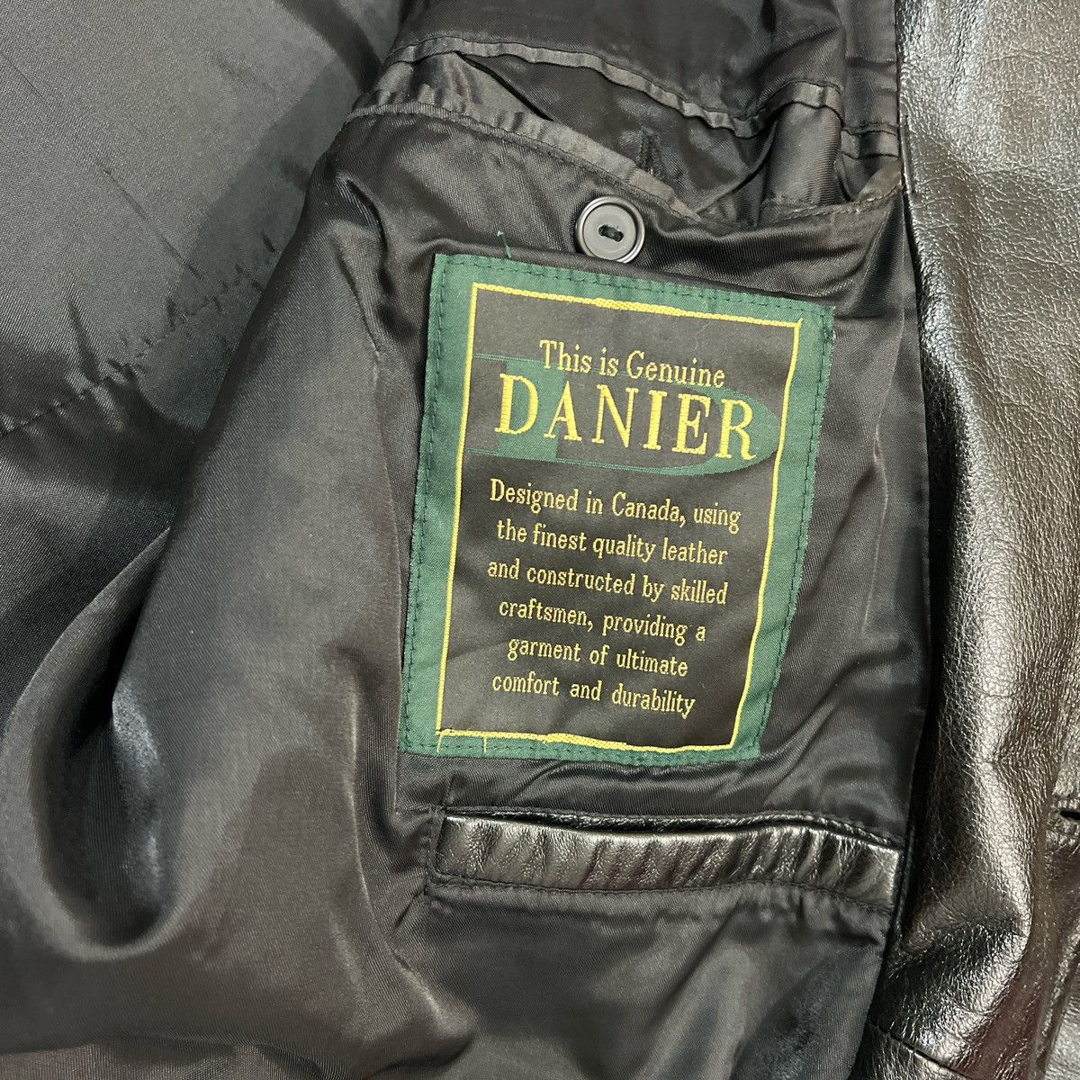 Danier × Vintage Danier Blazer Style Black Leather Jacket Size US XXL / EU 58 / 5 - 5 Thumbnail