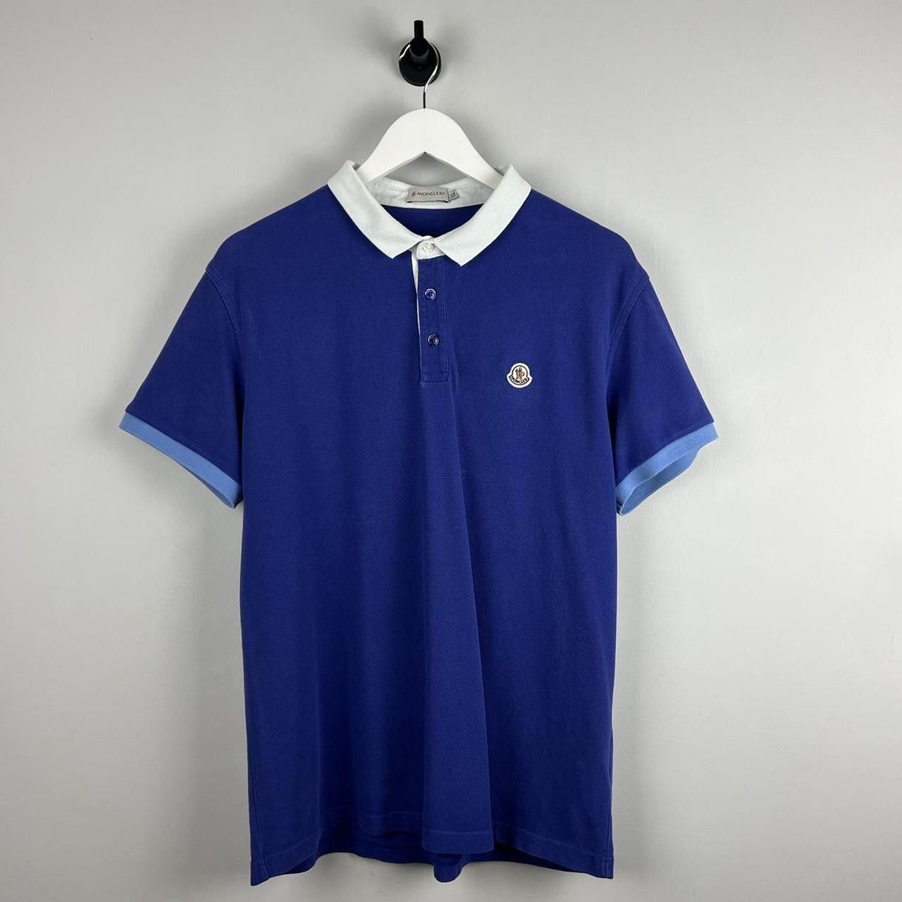 image of Moncler Maglia Logo Polo Shirt in Blue, Men's (Size XL)