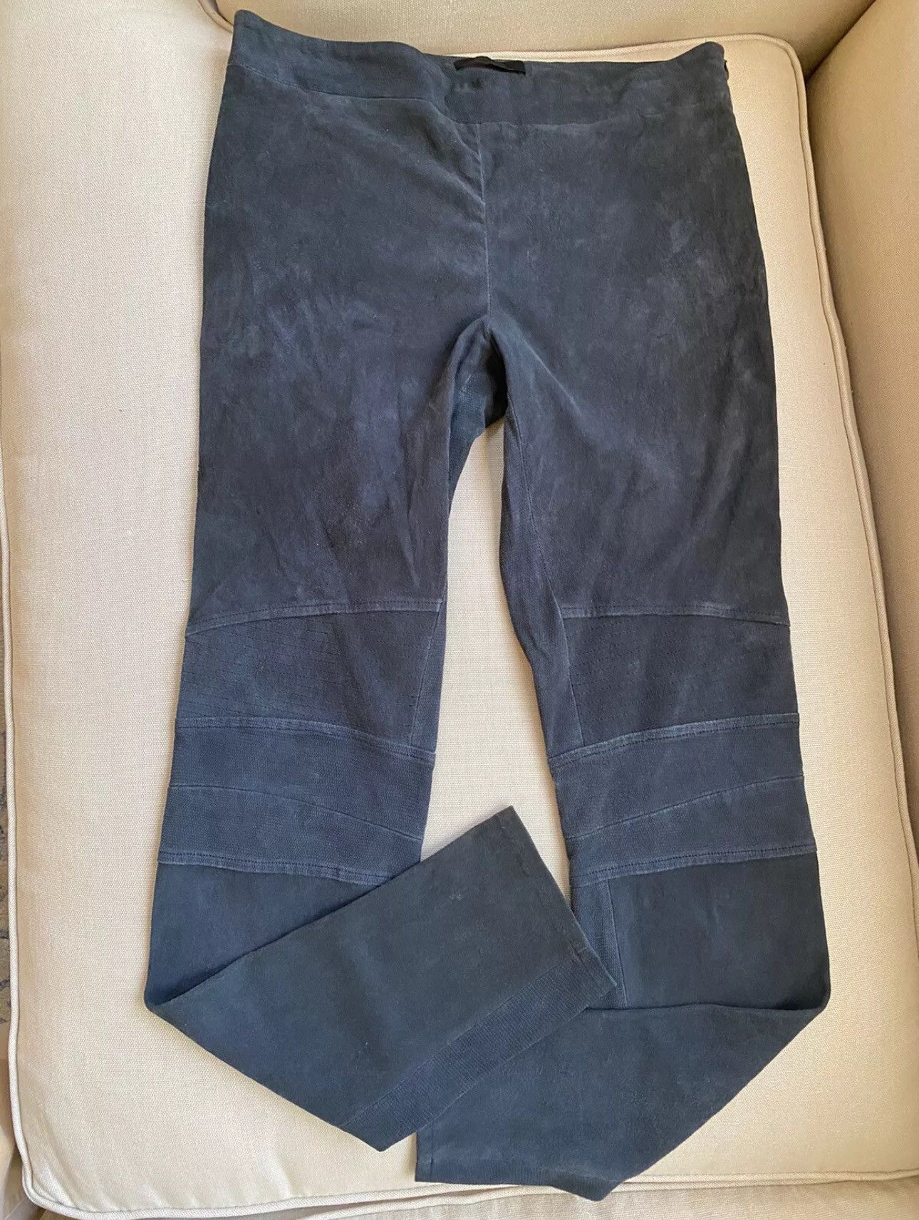 The Row THE ROW SIZE LARGE SUEDE MOTO LEGGINGS METAL GREY Size 32" / US 10 / IT 46 - 1 Thumbnail