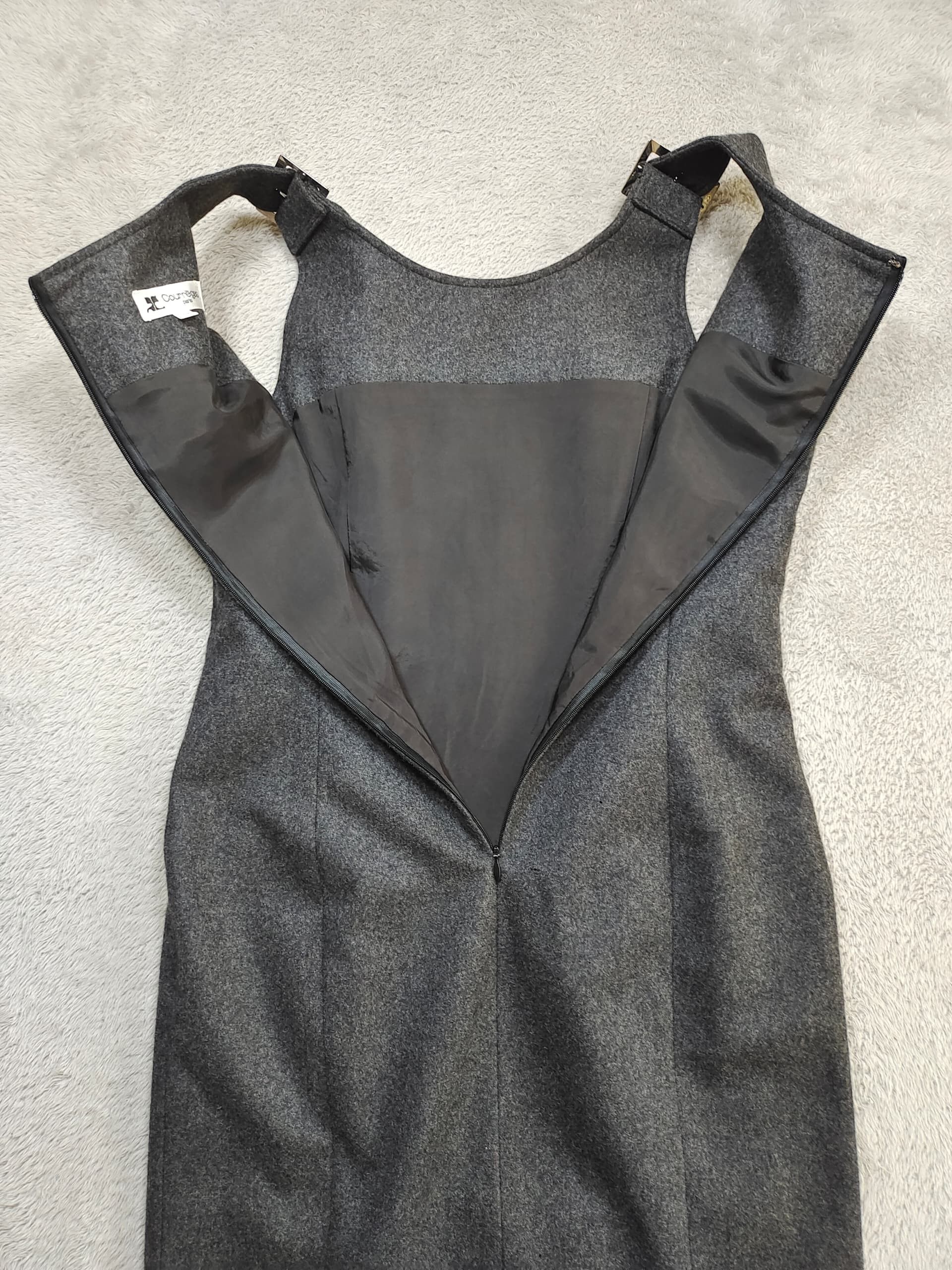 Courreges Courrèges Paris Wool Mini Dress, Silver Buckles (XS/S) Size S / US 4 / IT 40 - 5 Thumbnail
